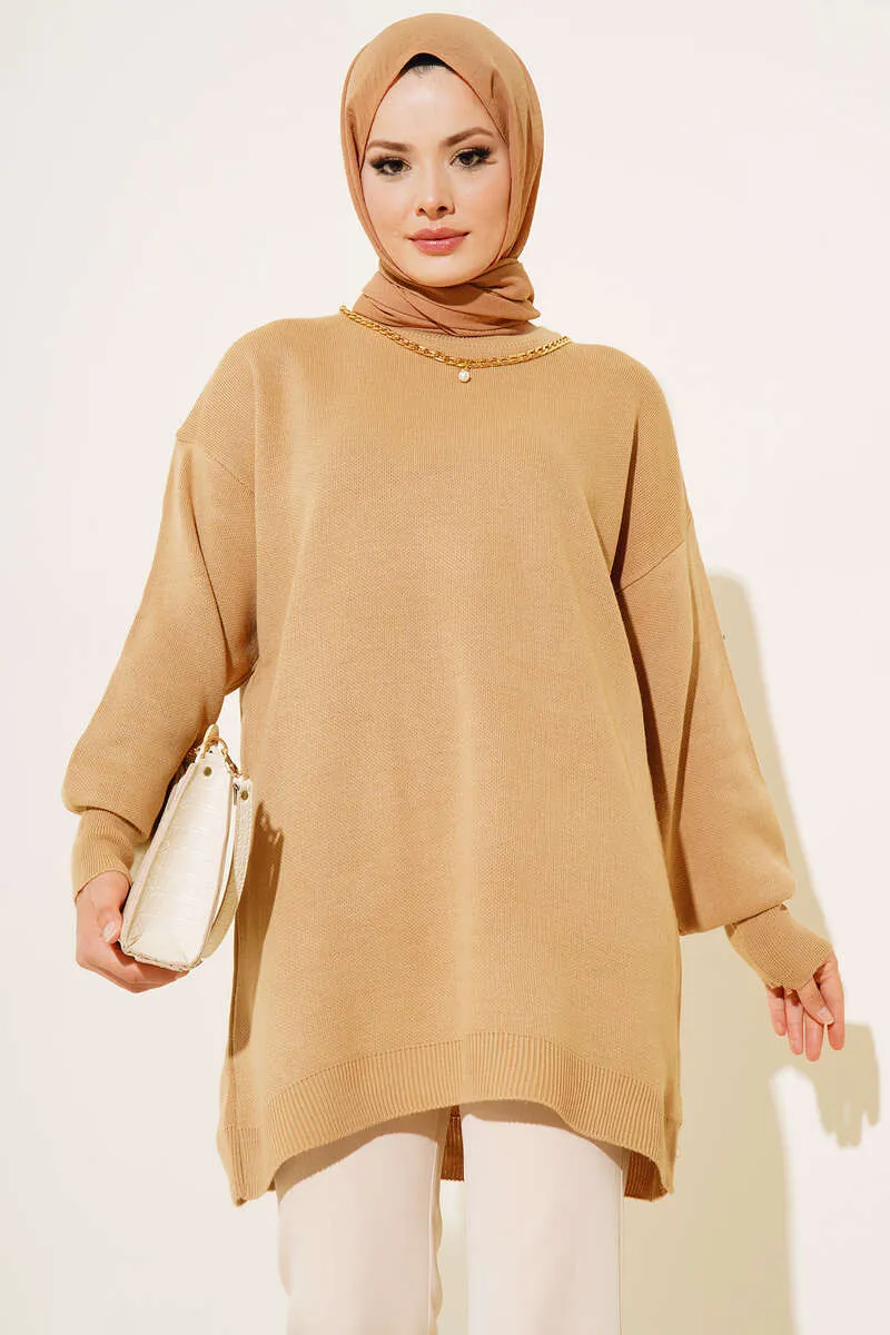 BNG Women Chain Necklace Sweater Camel - Clermont