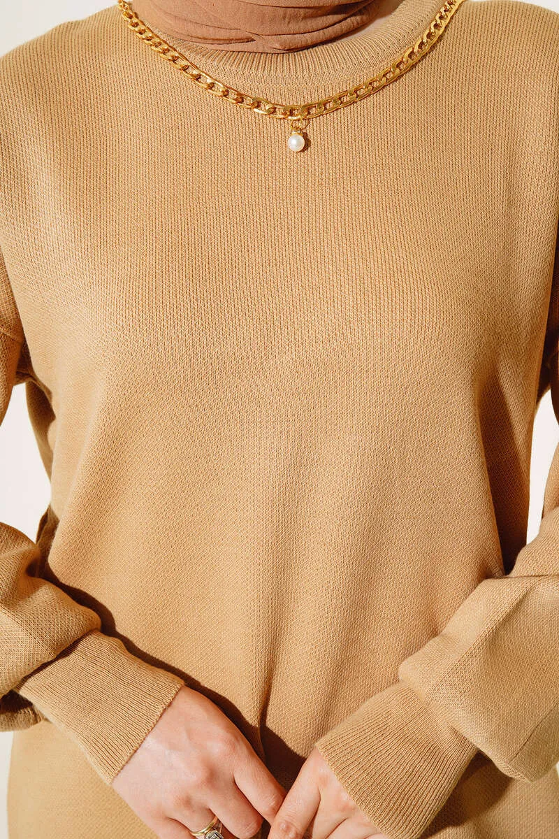 BNG Women Chain Necklace Sweater Camel - Clermont