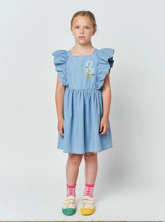 Bobo Choses Pelican Denim Ruffle Dress