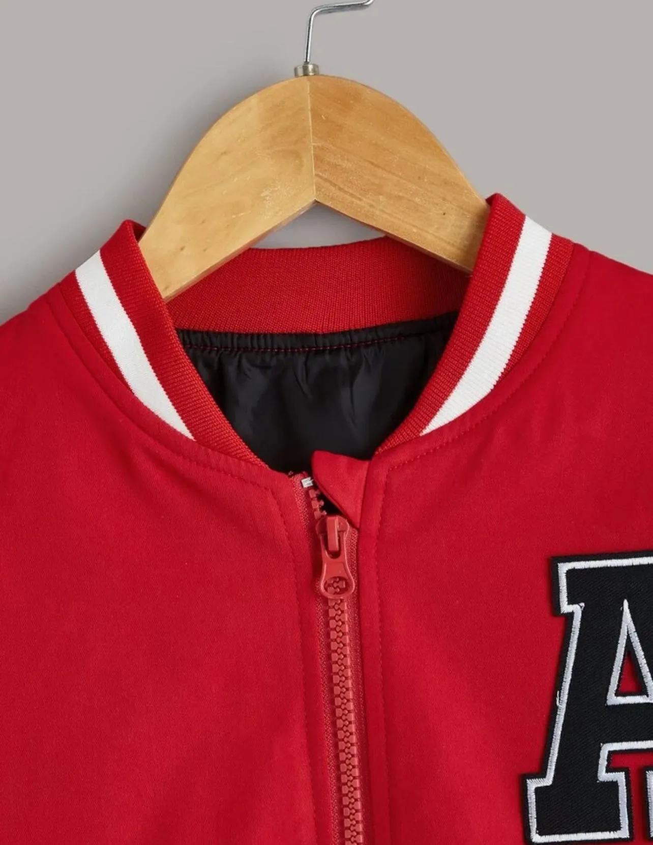 Boys Letter Patched Striped Trim Bomber Jacket