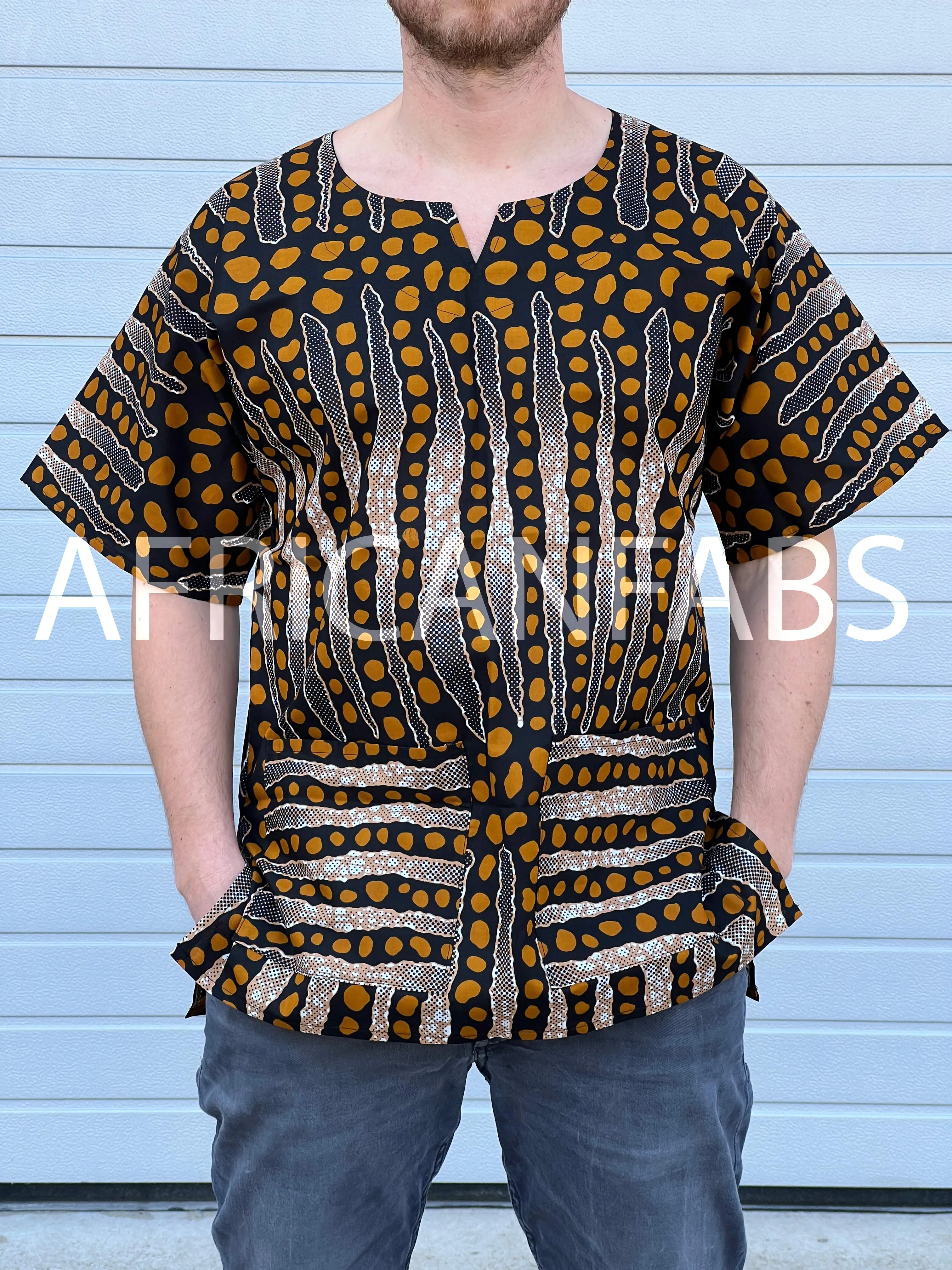 Brown / Black Bogolan Dashiki Shirt / Dashiki Dress - African print top - Unisex