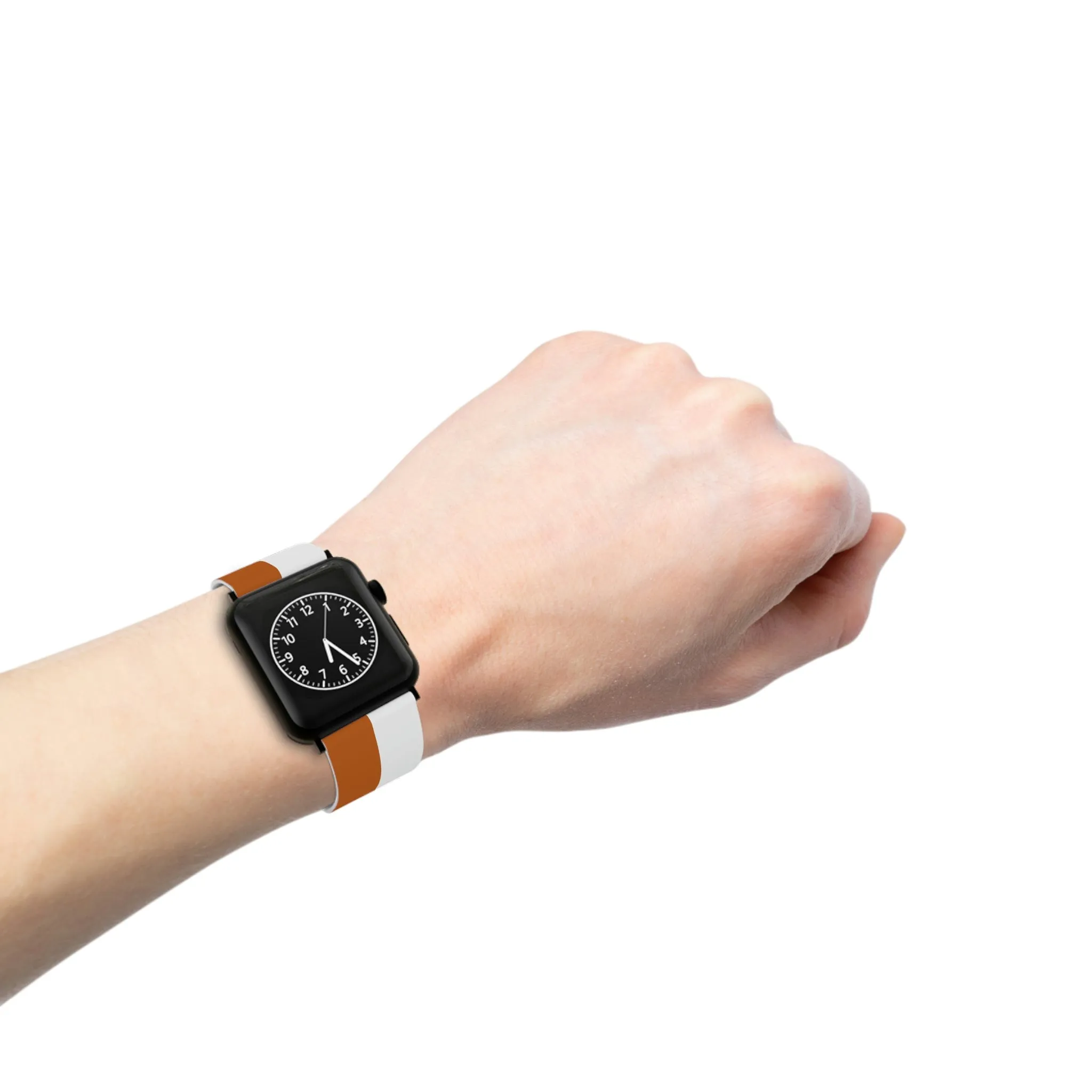 Burnt Orange and White Striped Thermo Elastomer Watch Band for Apple Watch