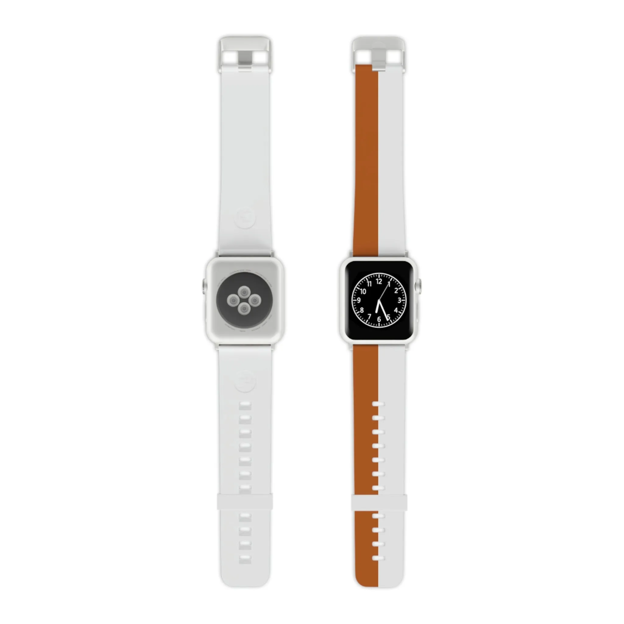 Burnt Orange and White Striped Thermo Elastomer Watch Band for Apple Watch