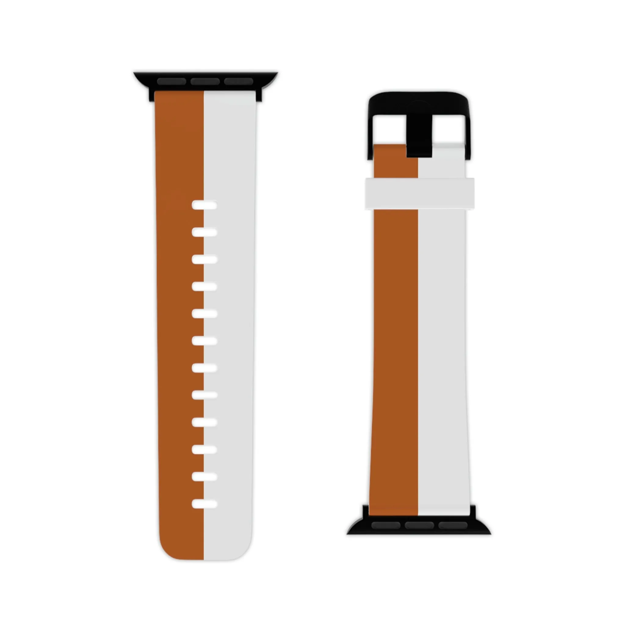 Burnt Orange and White Striped Thermo Elastomer Watch Band for Apple Watch
