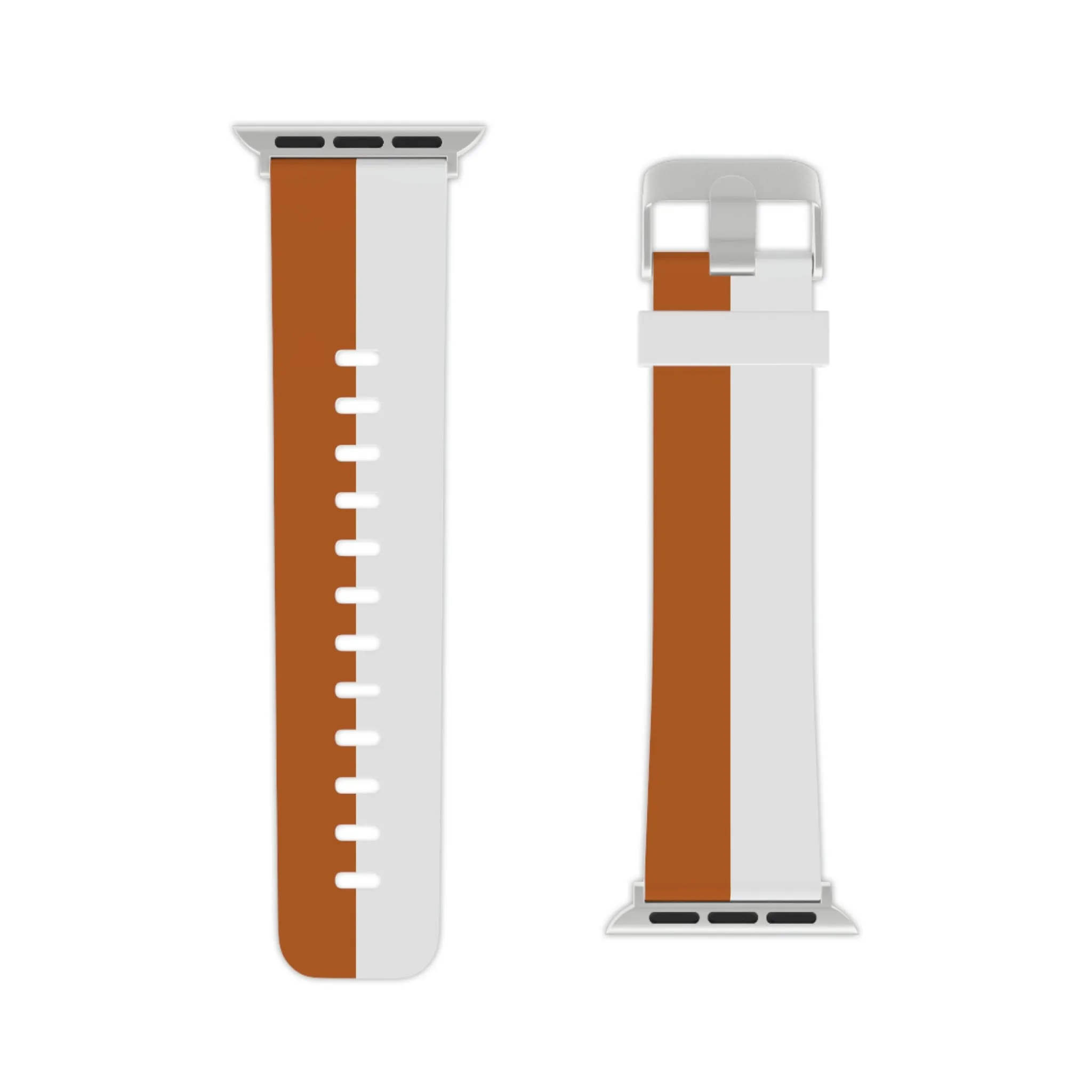 Burnt Orange and White Striped Thermo Elastomer Watch Band for Apple Watch