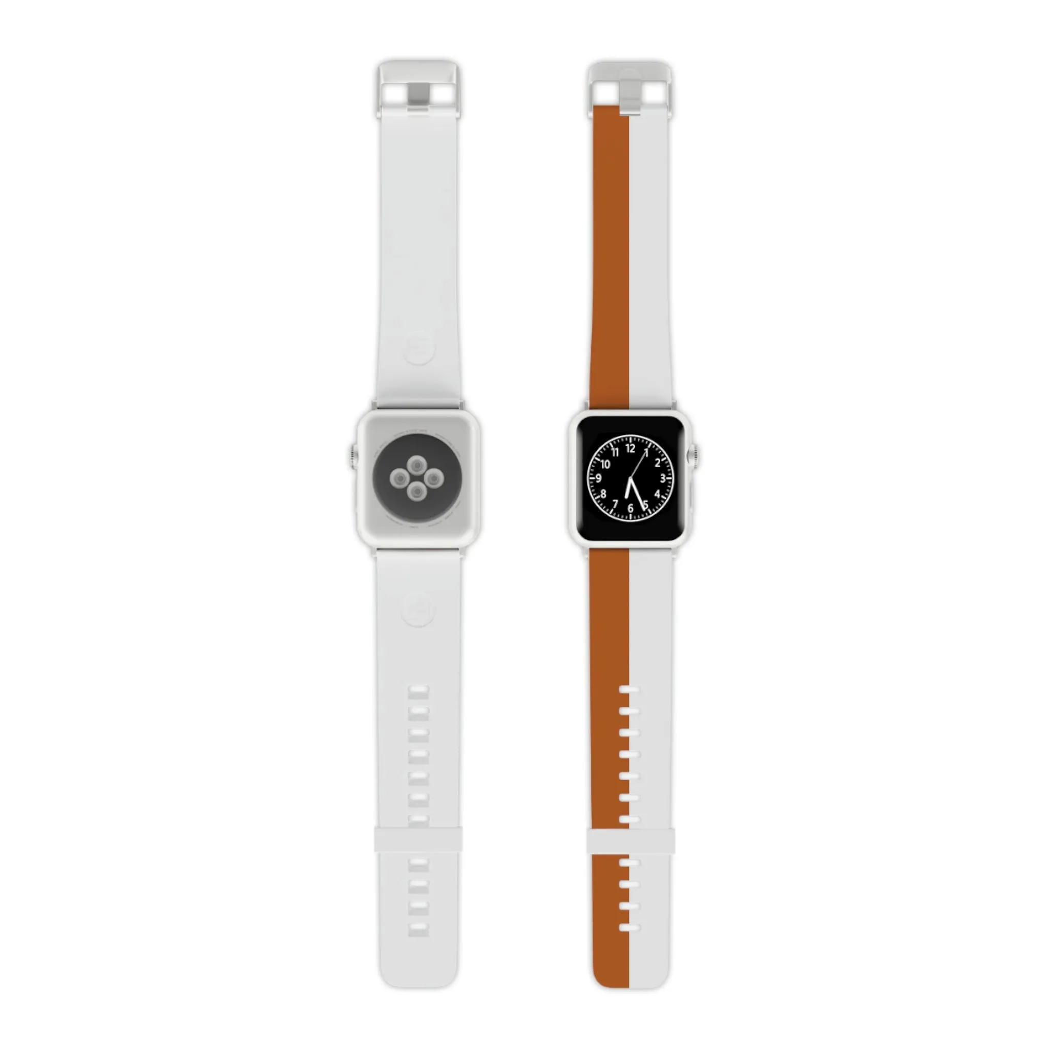 Burnt Orange and White Striped Thermo Elastomer Watch Band for Apple Watch