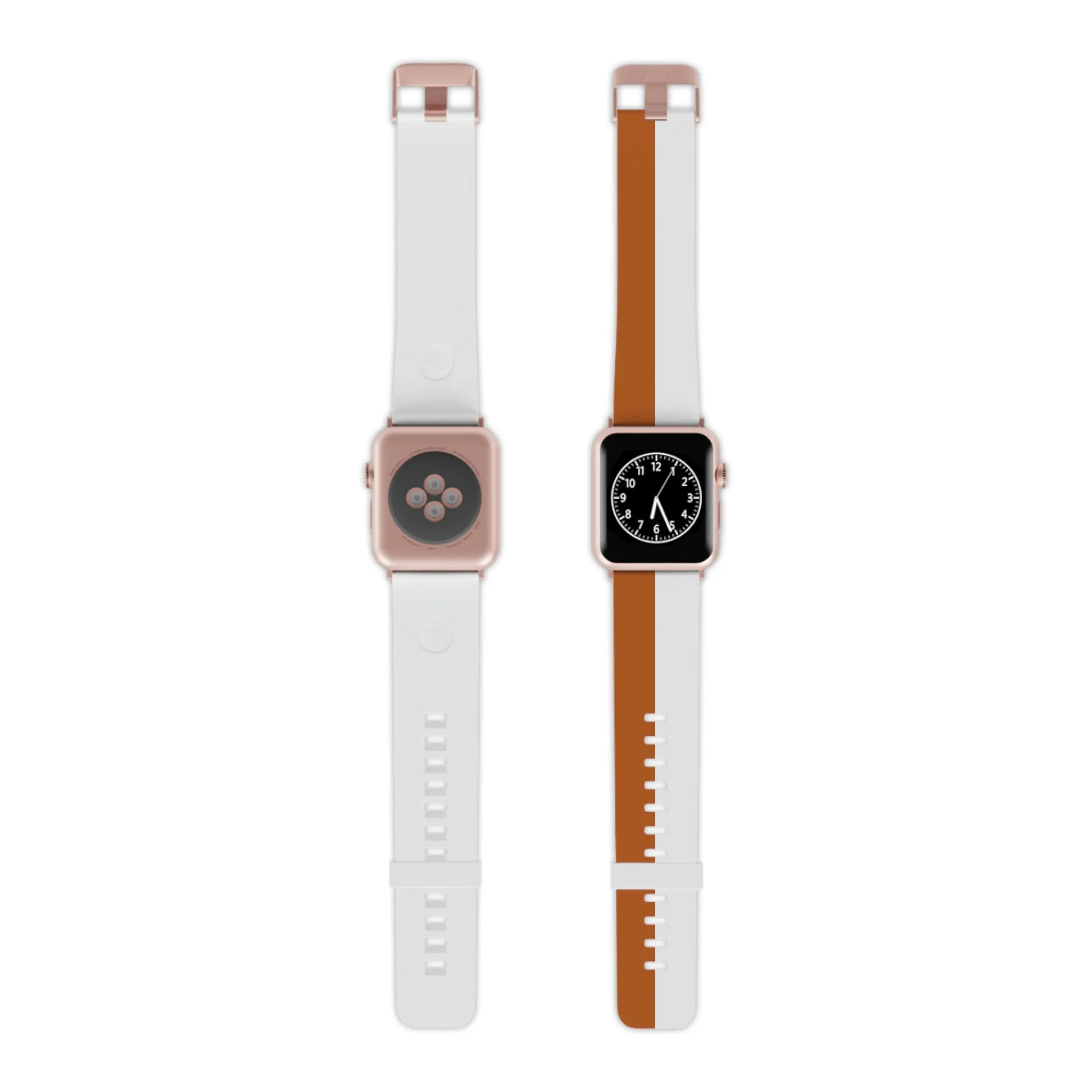 Burnt Orange and White Striped Thermo Elastomer Watch Band for Apple Watch