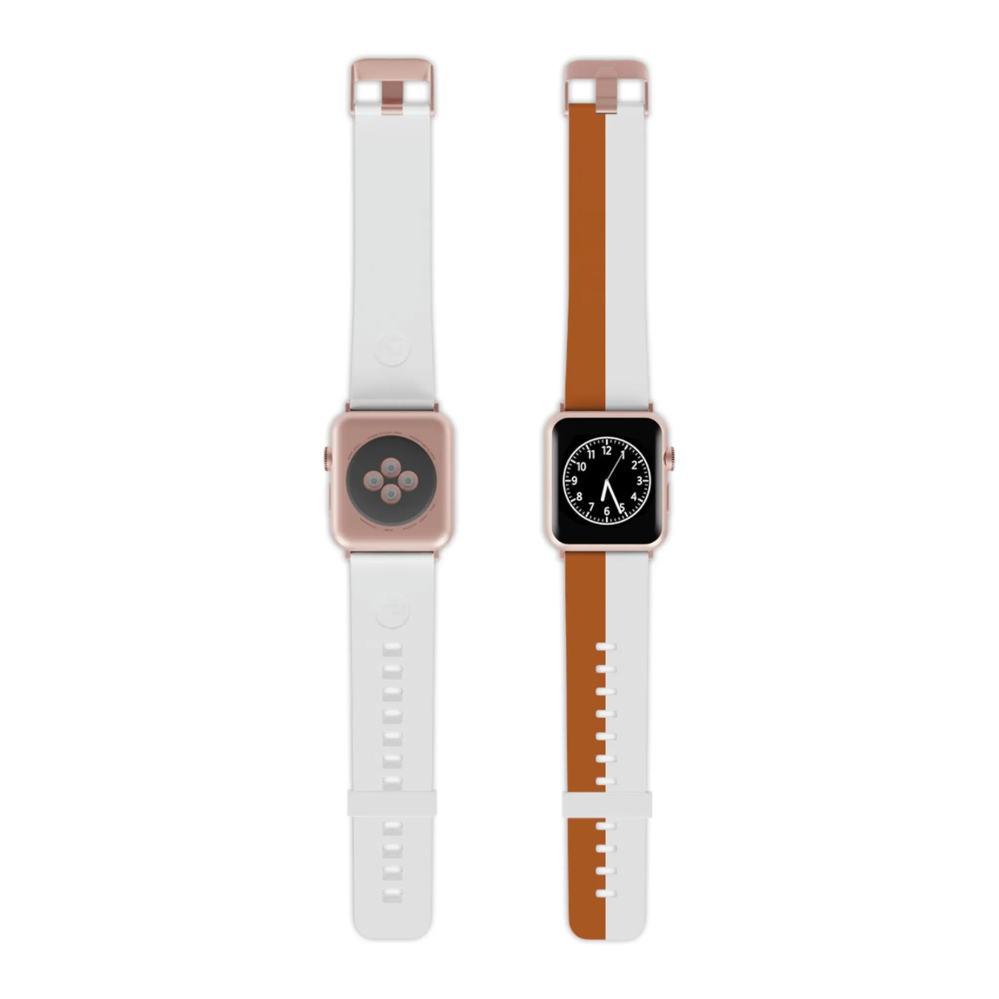 Burnt Orange and White Striped Thermo Elastomer Watch Band for Apple Watch