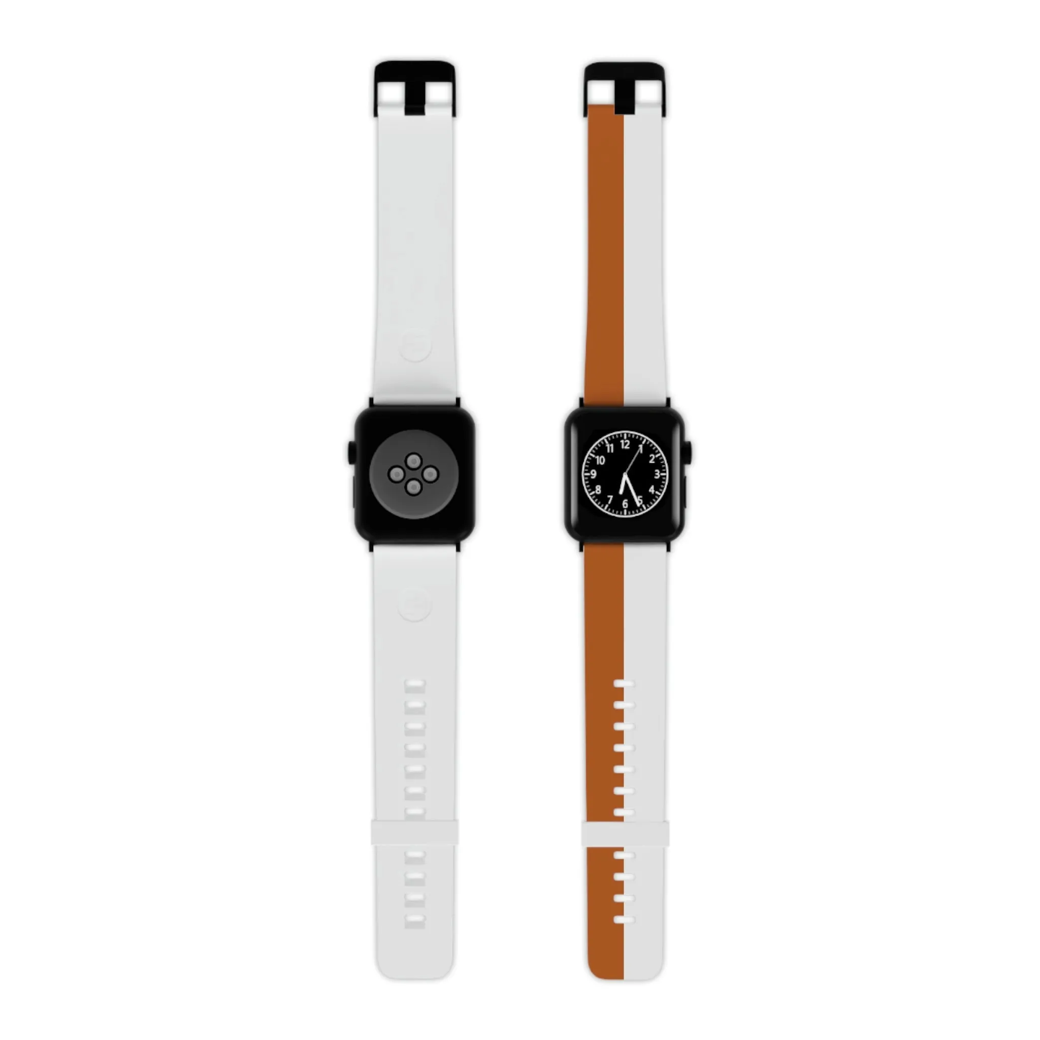 Burnt Orange and White Striped Thermo Elastomer Watch Band for Apple Watch