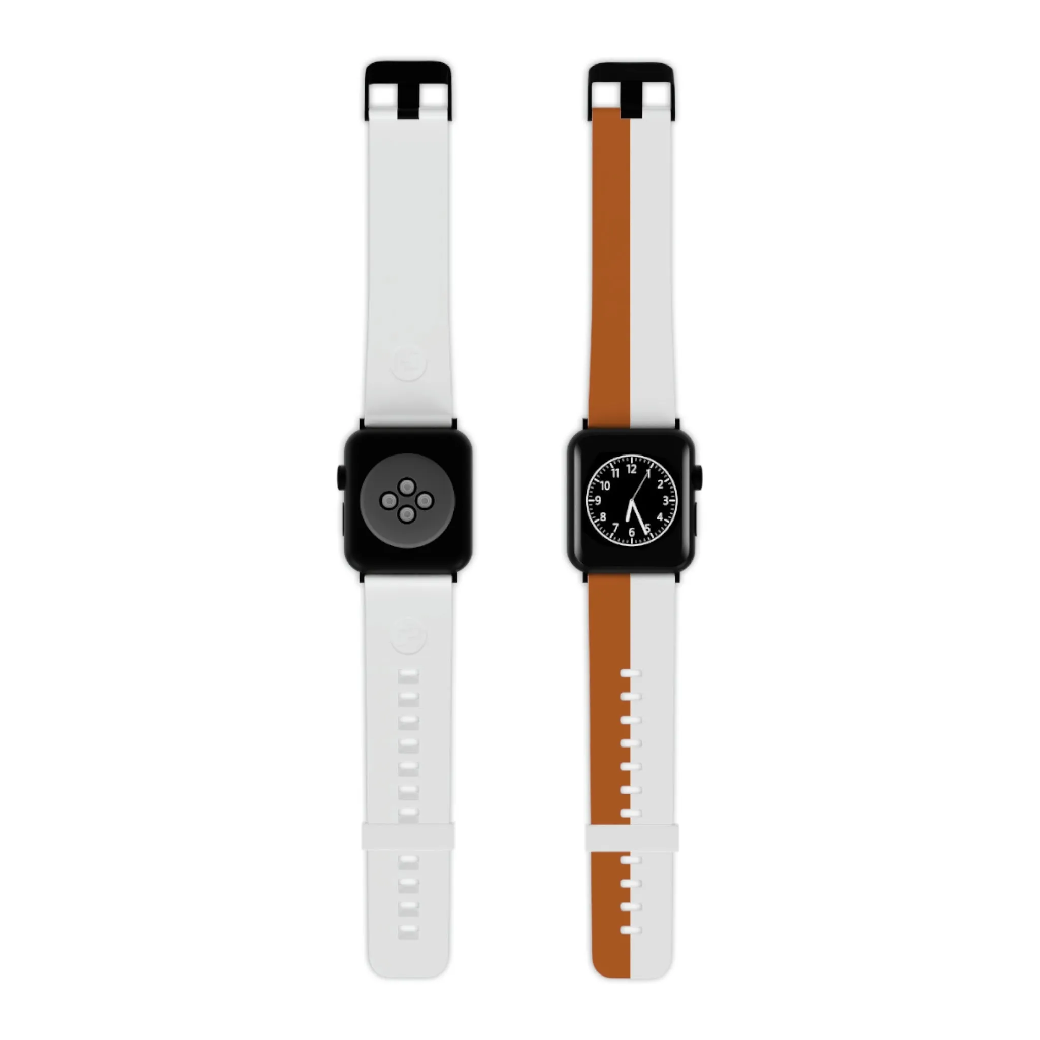 Burnt Orange and White Striped Thermo Elastomer Watch Band for Apple Watch