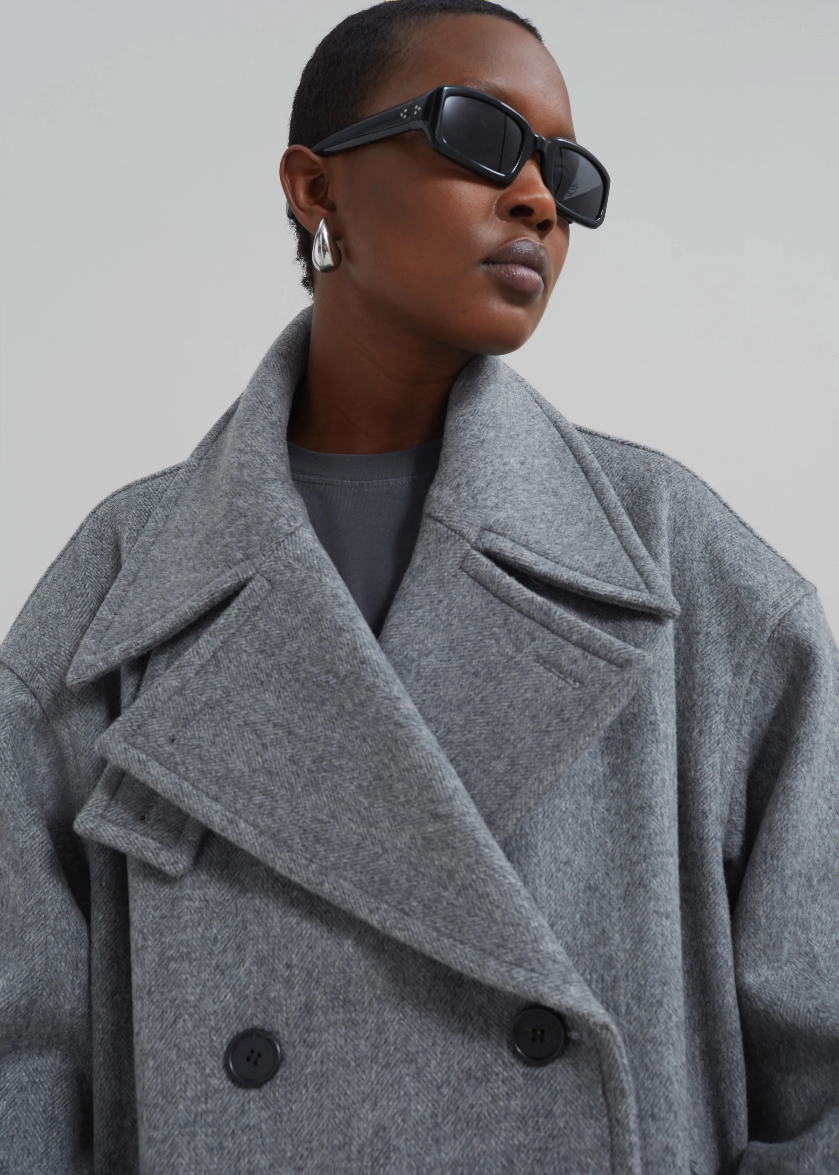 Calgary Oversized Wool Peacoat - Grey