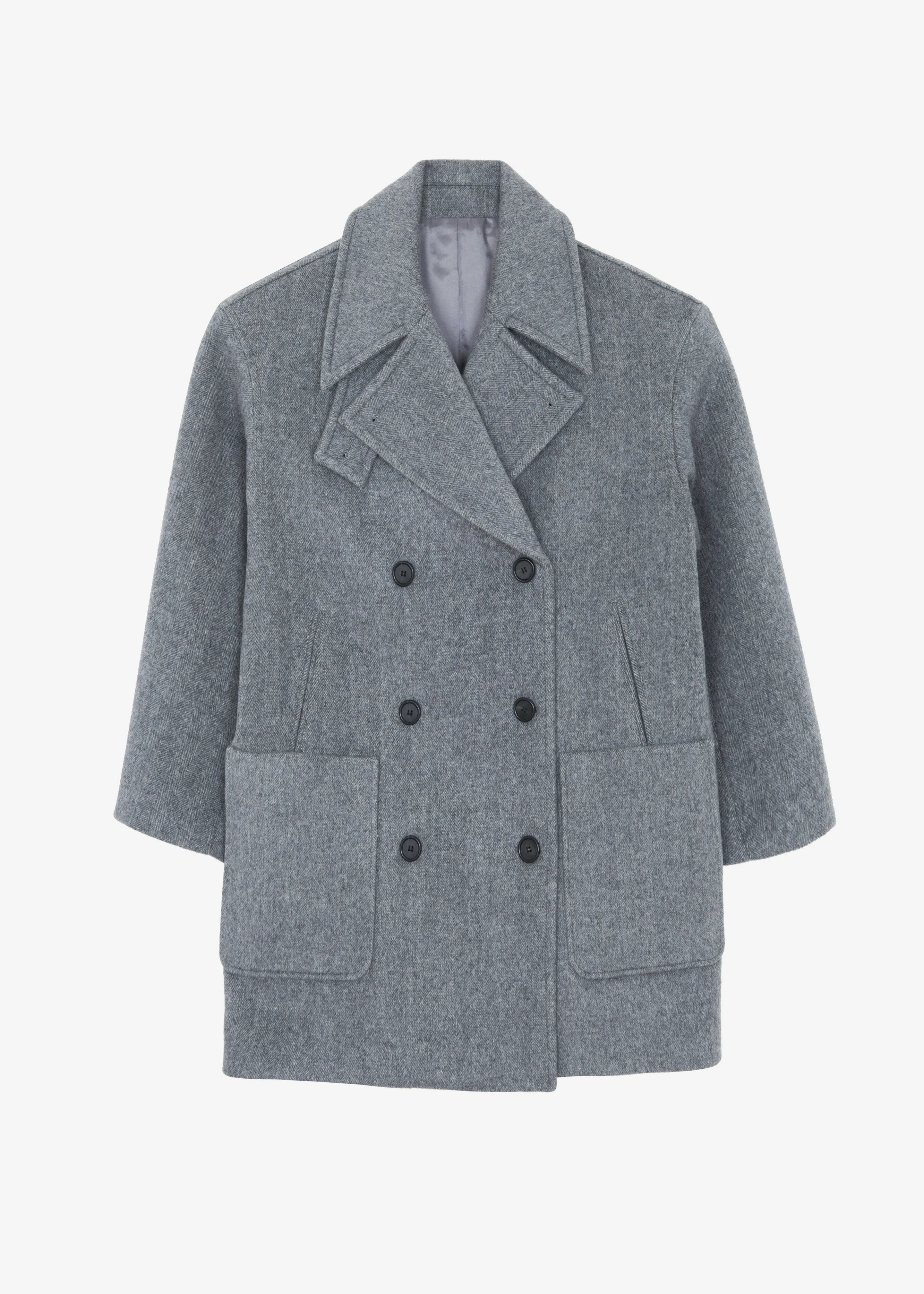 Calgary Oversized Wool Peacoat - Grey