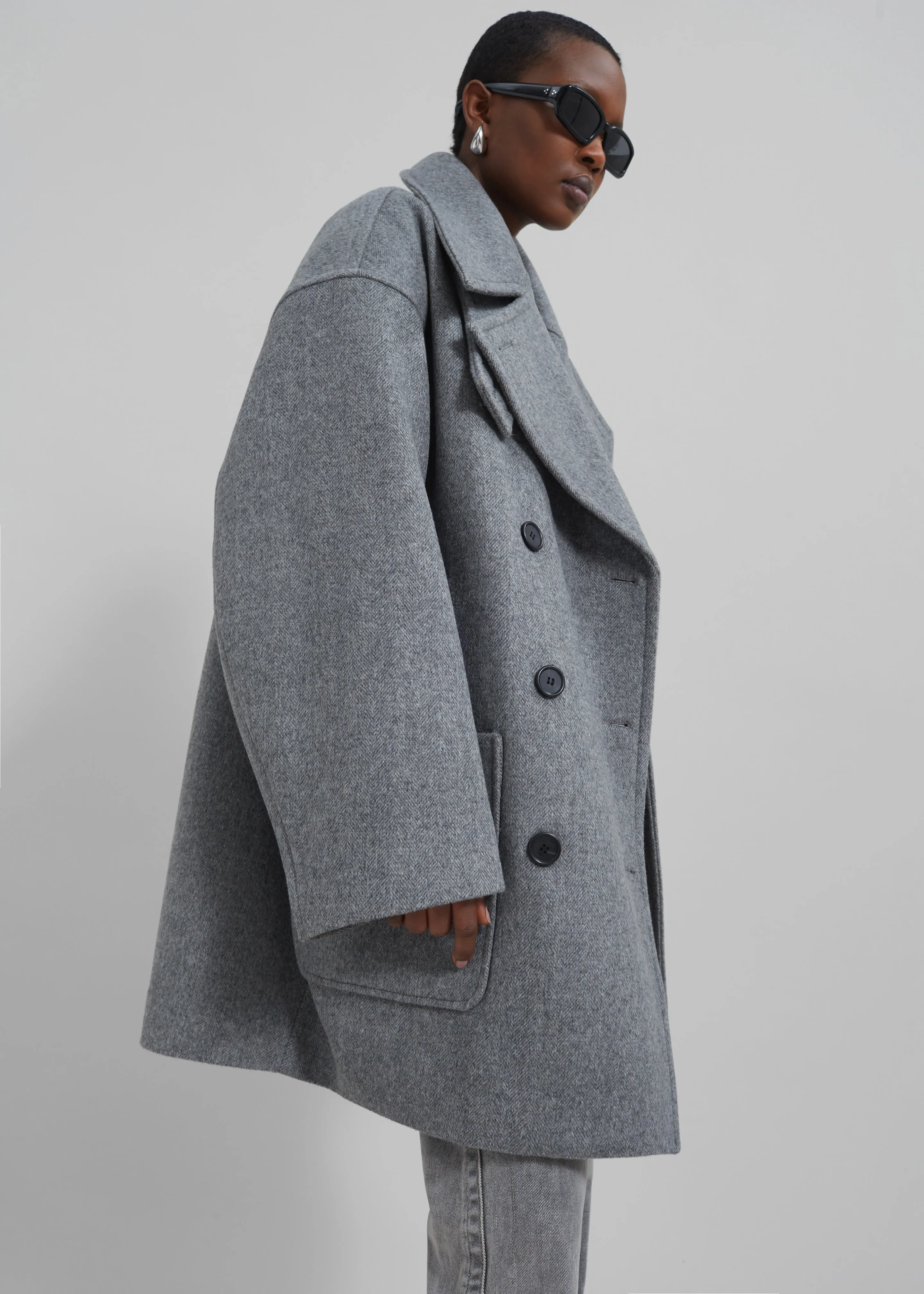 Calgary Oversized Wool Peacoat - Grey