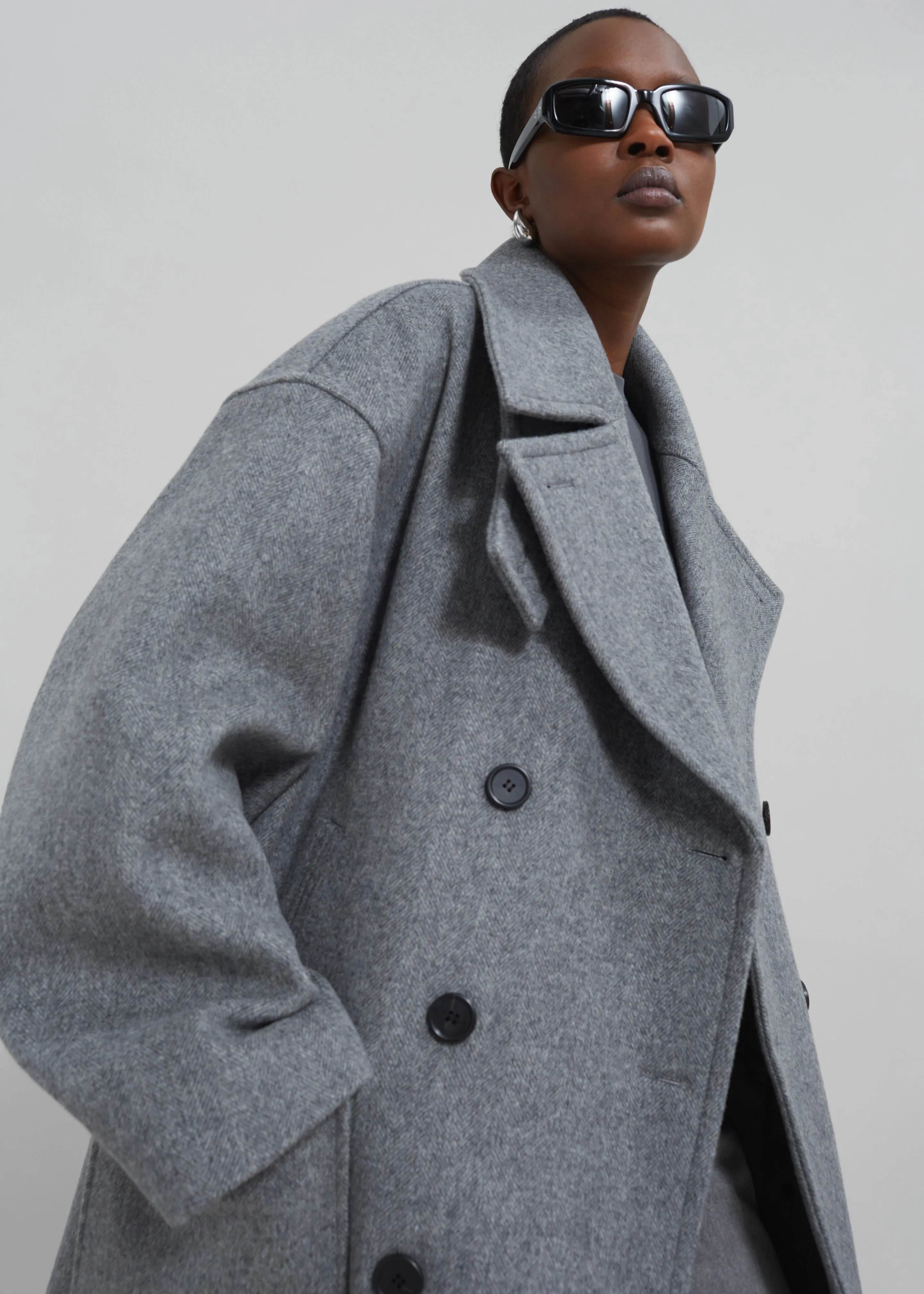 Calgary Oversized Wool Peacoat - Grey