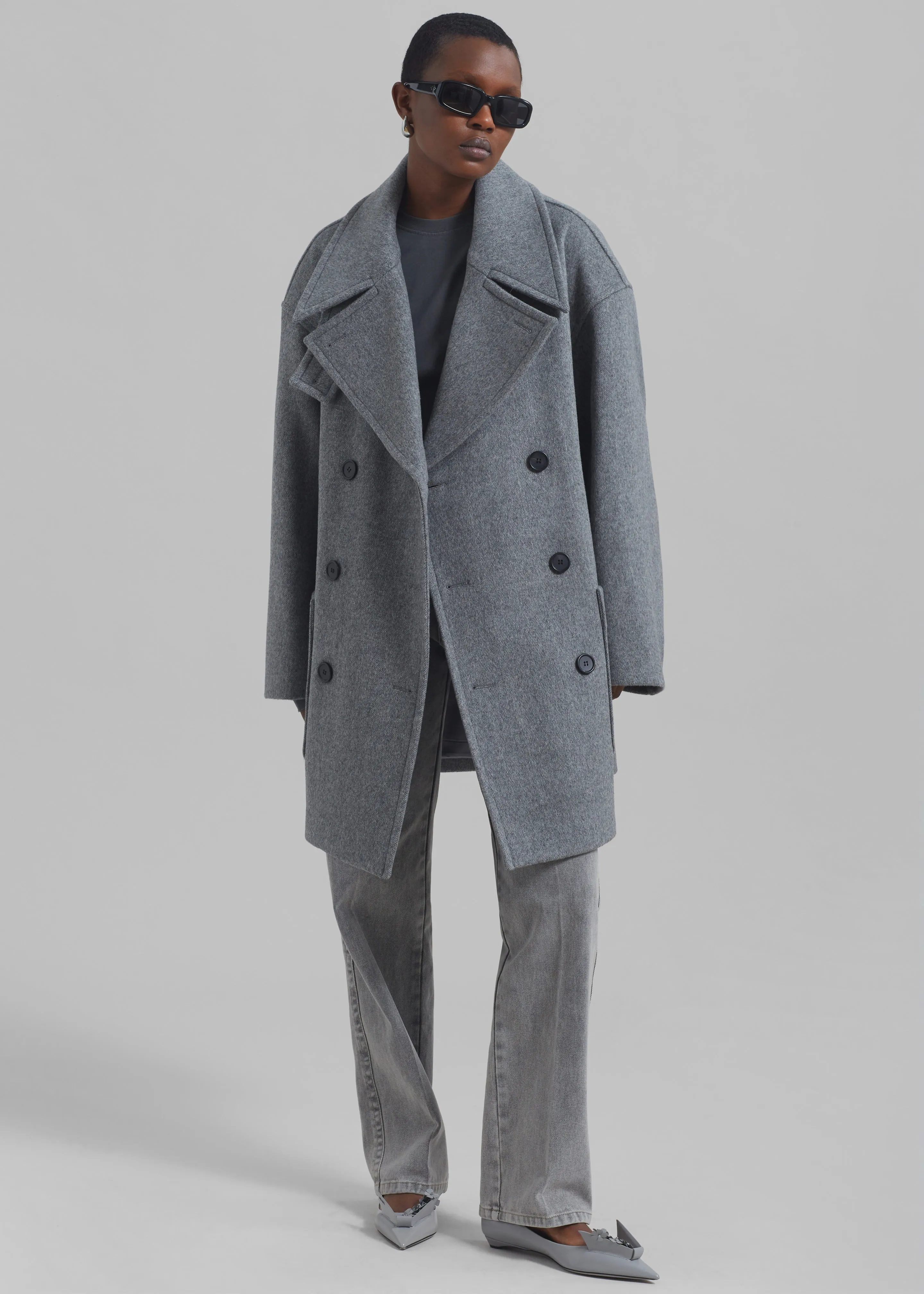 Calgary Oversized Wool Peacoat - Grey