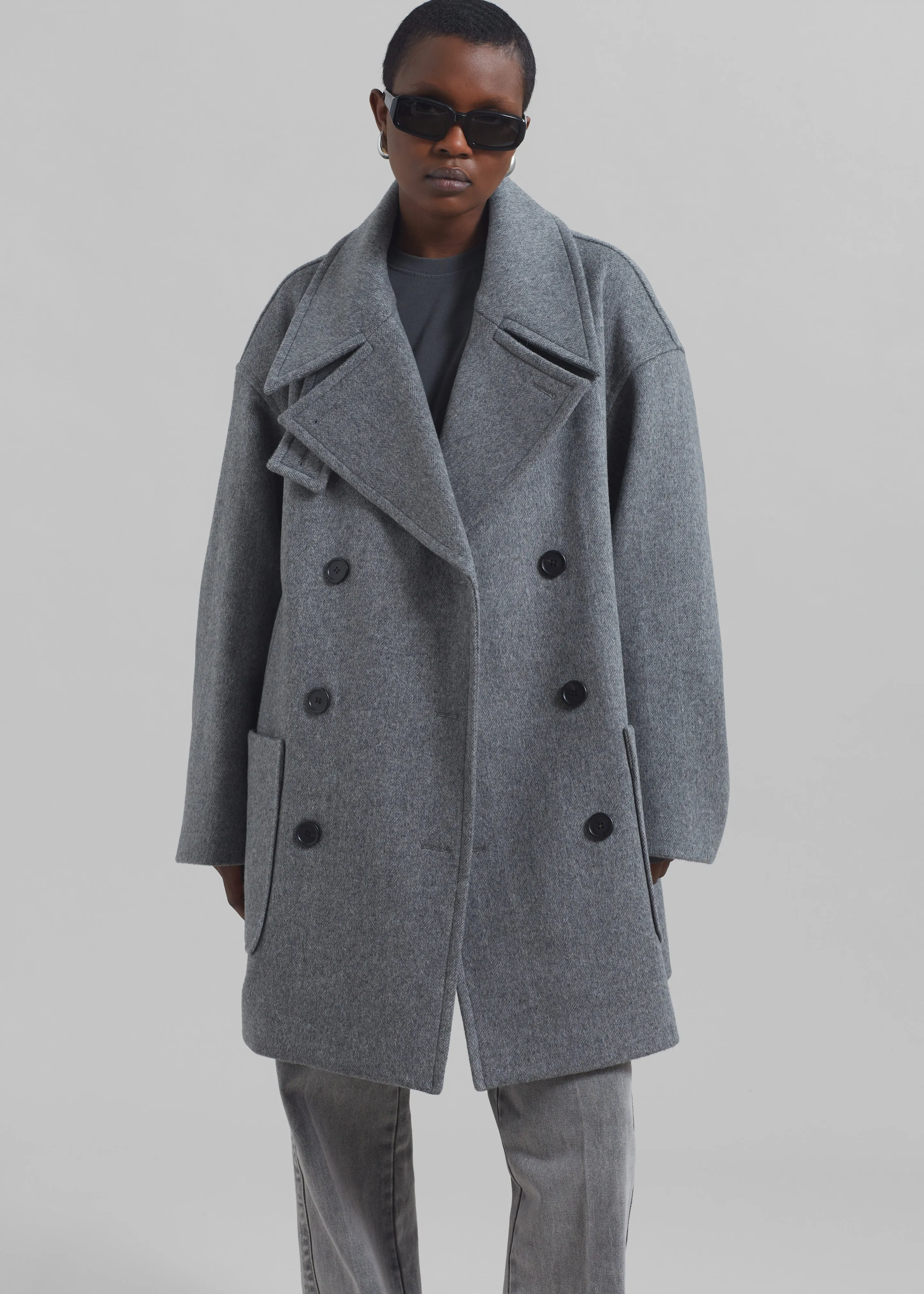 Calgary Oversized Wool Peacoat - Grey