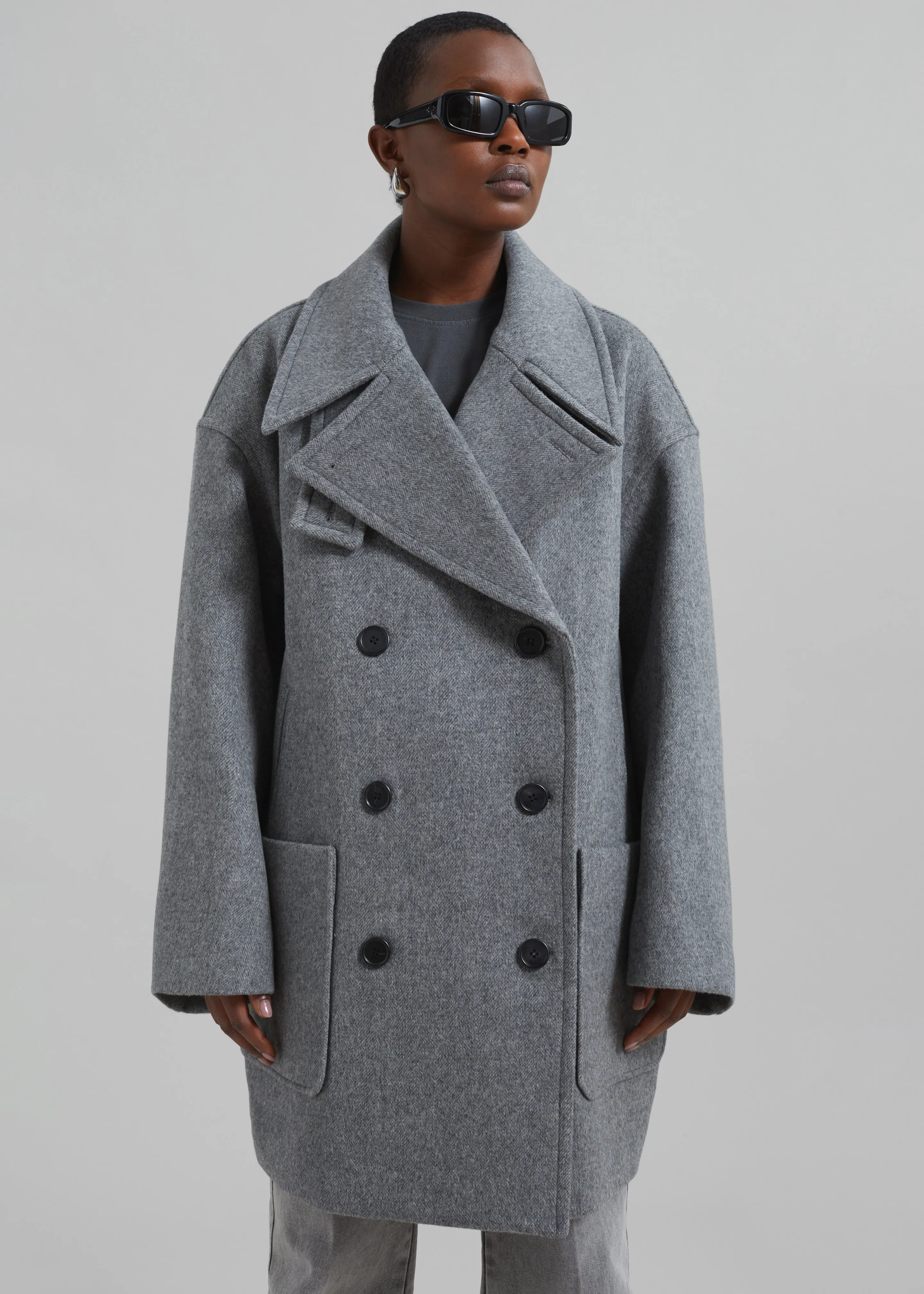 Calgary Oversized Wool Peacoat - Grey