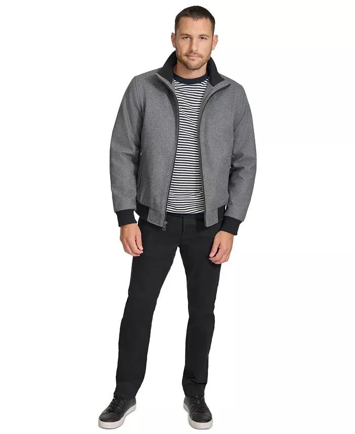 Calvin Klein Men's Wool Bomber Jacket With Knit Trim XL Grey