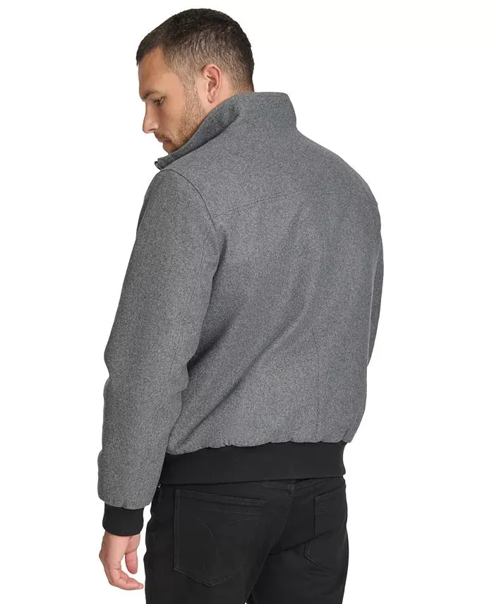 Calvin Klein Men's Wool Bomber Jacket With Knit Trim XL Grey