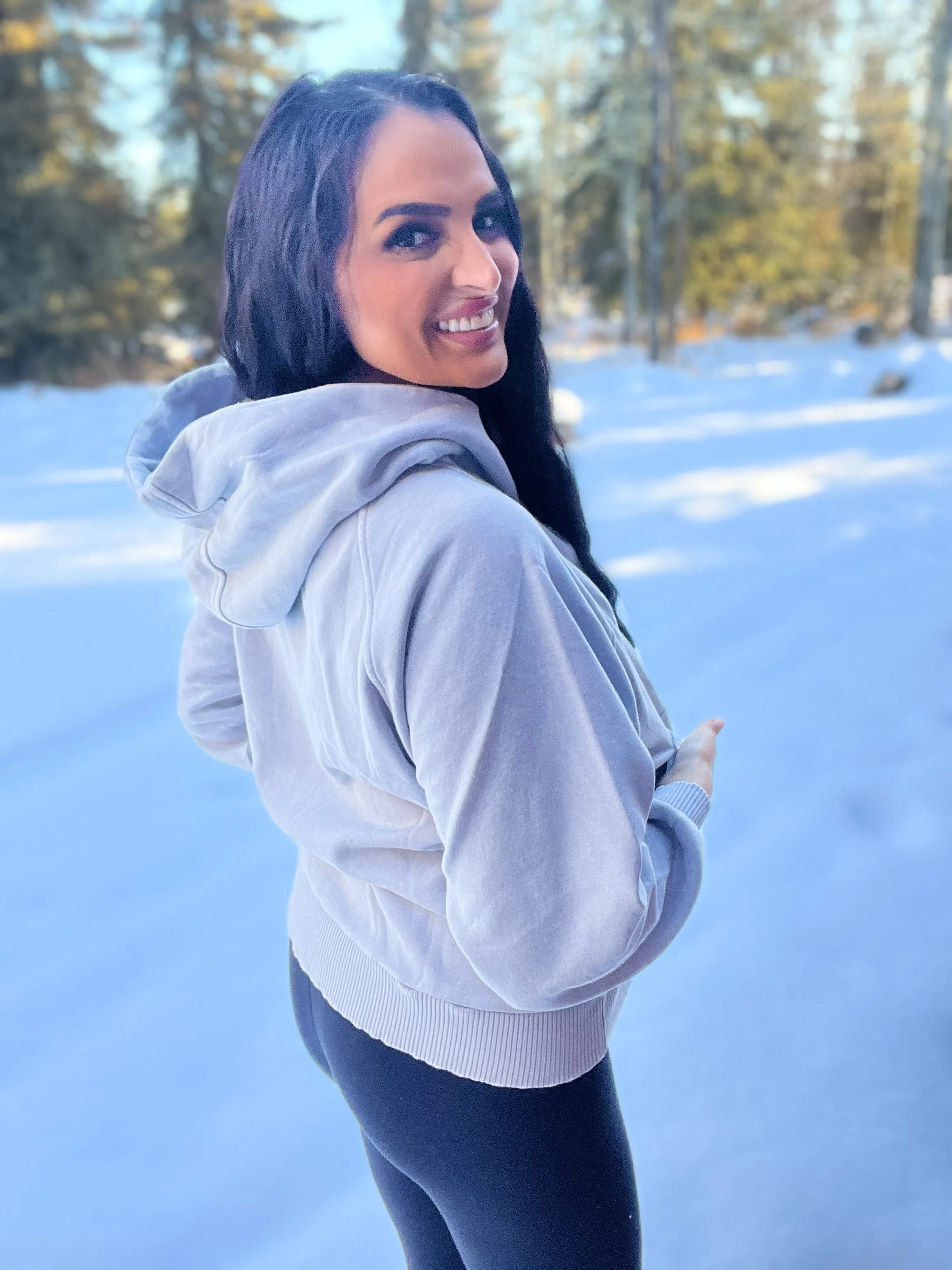 Casual Charm Oversized Kangaroo Hoodie- Lt Grey