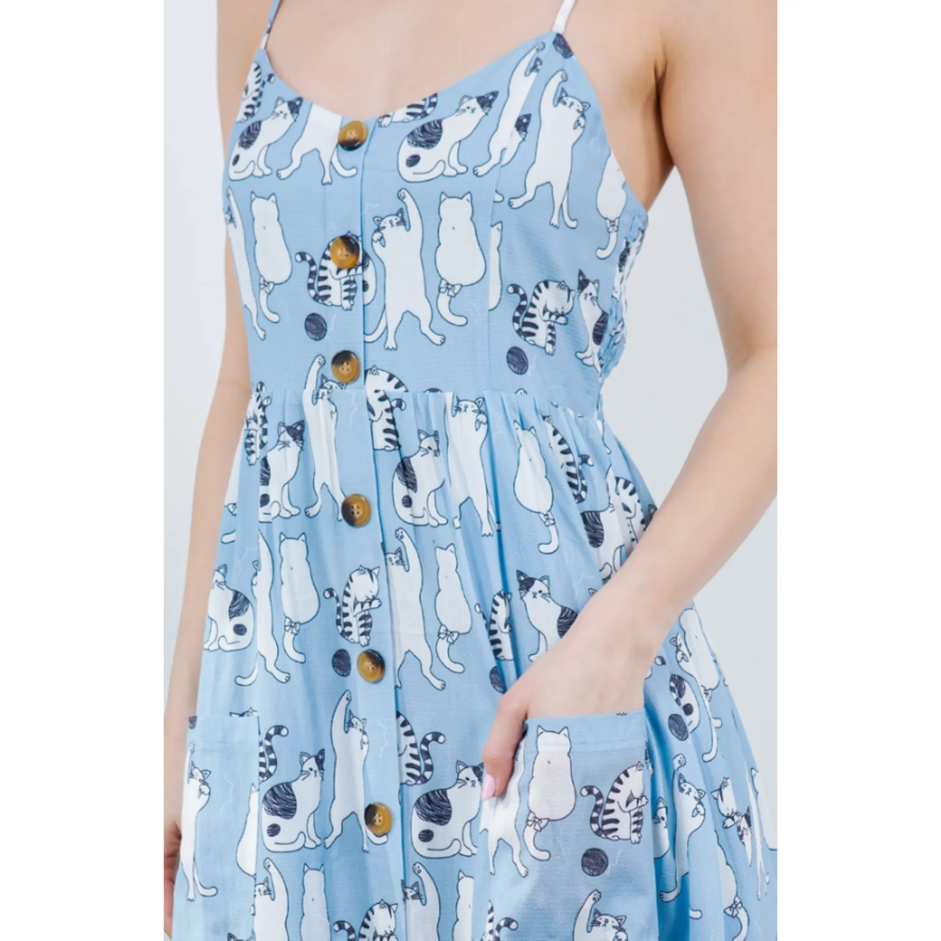 Cat Print Maxi Dress