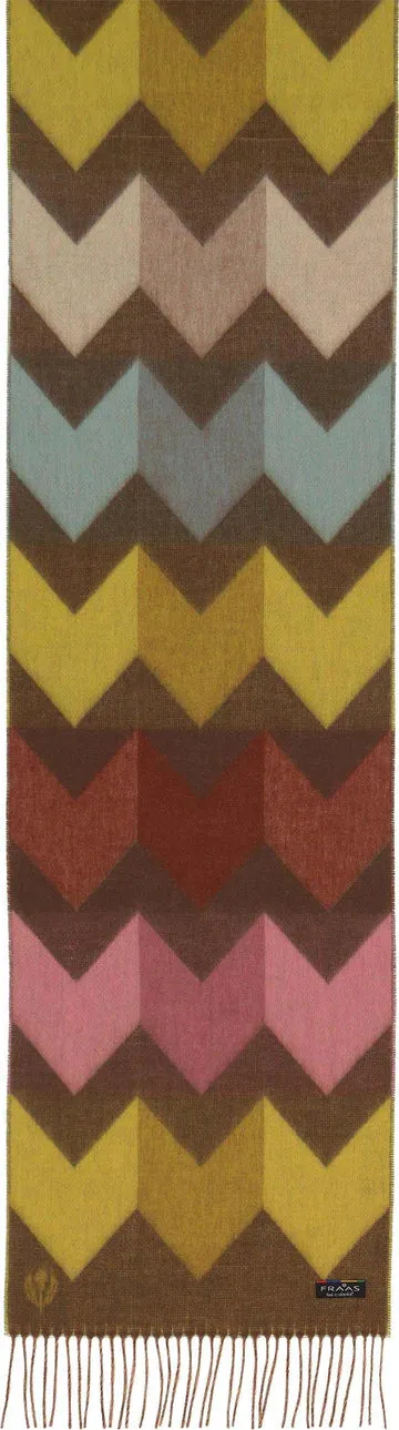 Chevron Zig Zag Recycled Scarf-Dark Olive
