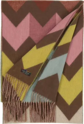 Chevron Zig Zag Recycled Scarf-Dark Olive