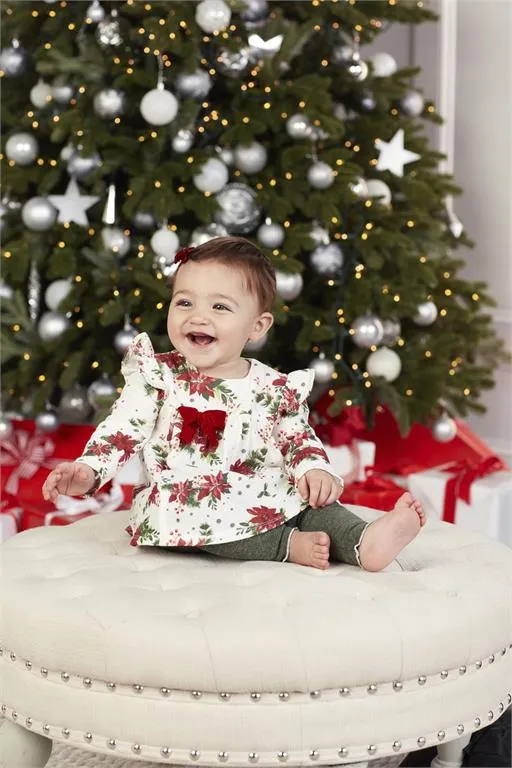 Classic Christmas Poinsettia Tunic & Legging Set | 3-6M 6-9M 9-12M 12-18M