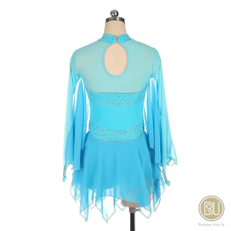 Competition Skating Dress Soft & Flowy Long Sleeves Handkerchief Skirt BSU010405