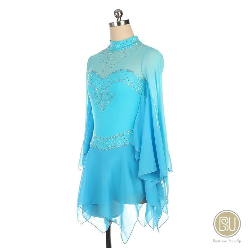 Competition Skating Dress Soft & Flowy Long Sleeves Handkerchief Skirt BSU010405