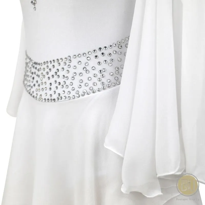 Competition Skating Dress Soft & Flowy Long Sleeves Handkerchief Skirt BSU010405