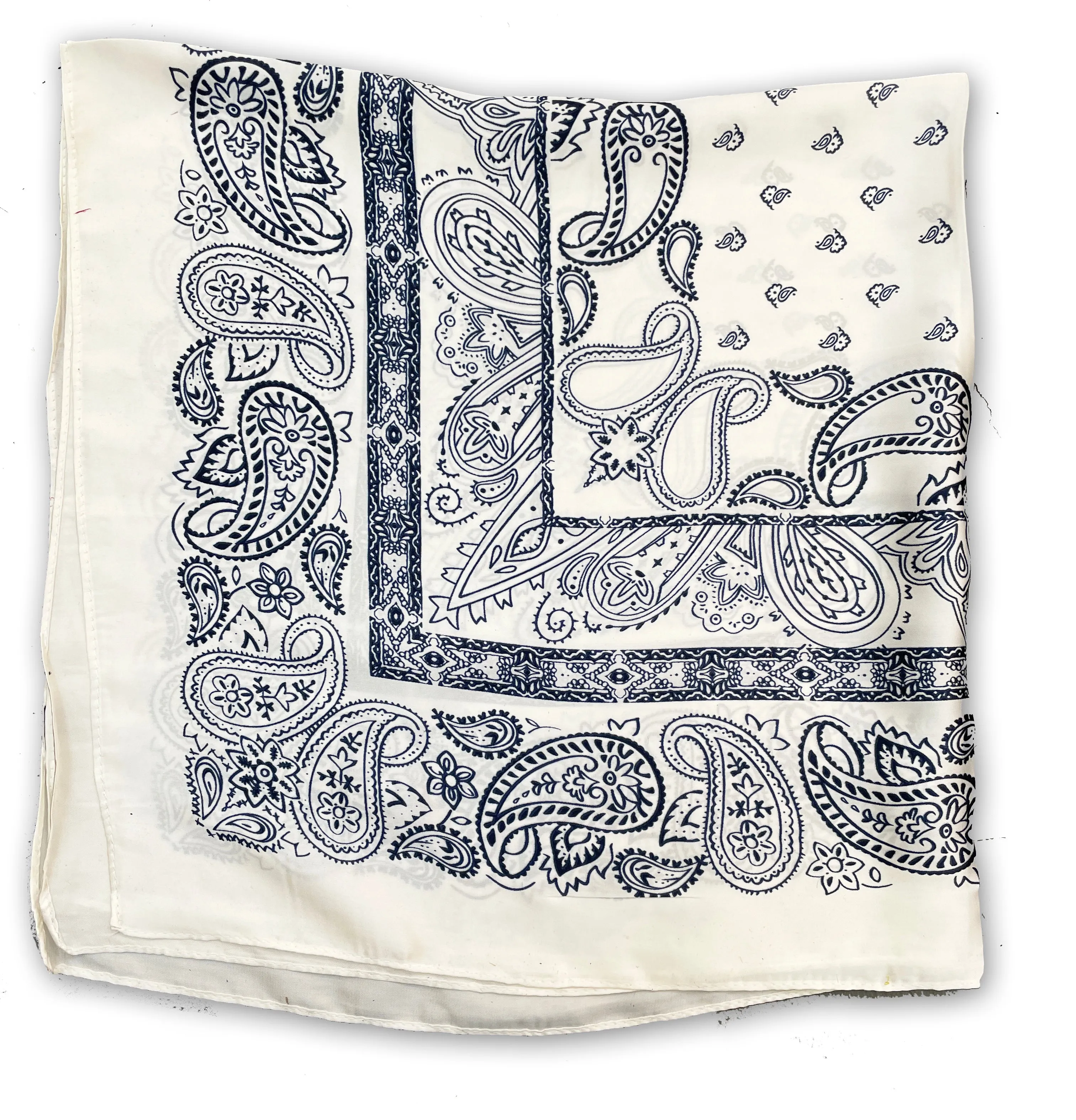 Copy of 70cm x 70cm Square Silk Scarf White Paisley Pattern Thin Faux for Women