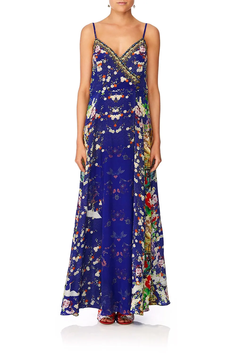 CROSS OVERLAY HALTER DRESS MAIKOS MIDNIGHT