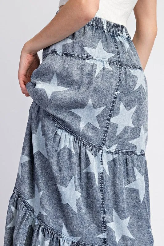 DENIM STARRY NIGHTS MAXI SKIRT