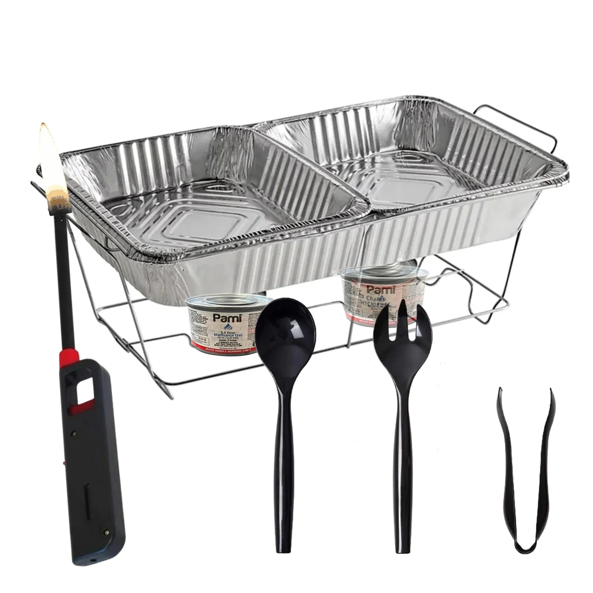 Disposable Aluminum Full Size Disposable Wire Chafer Stand Kit 9PC