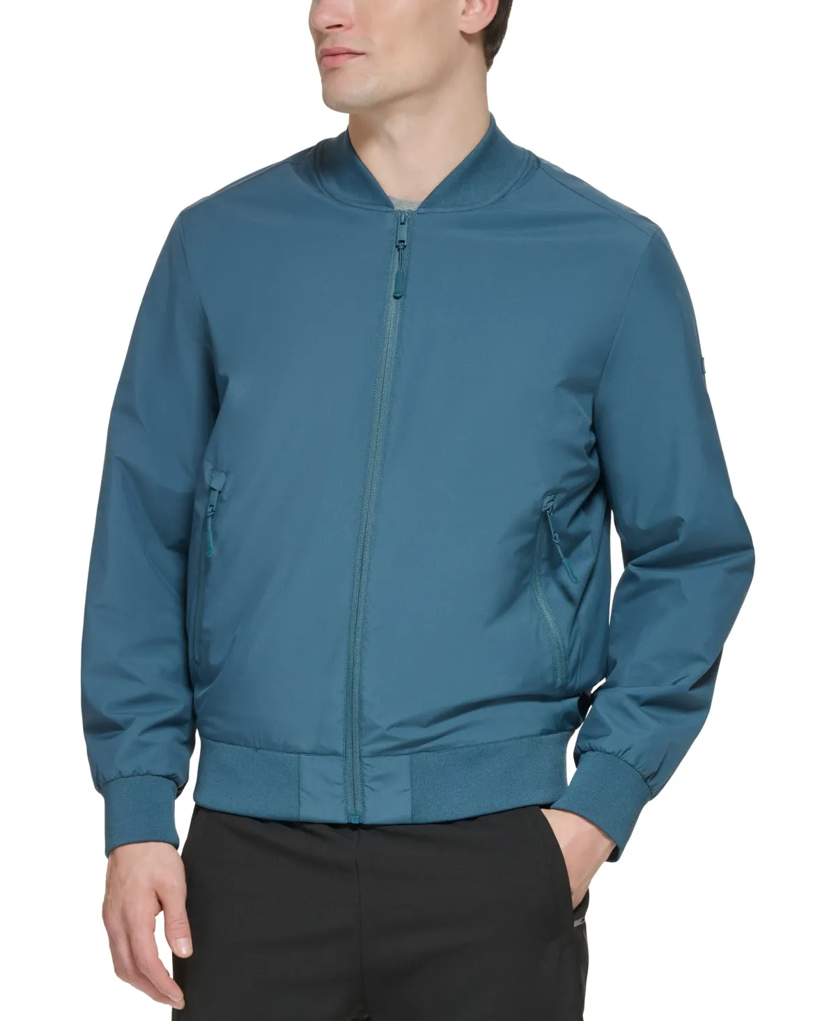 DKNY Mens Lightweight Stretch Bomber Jacket Coat Orion Blue 2XL