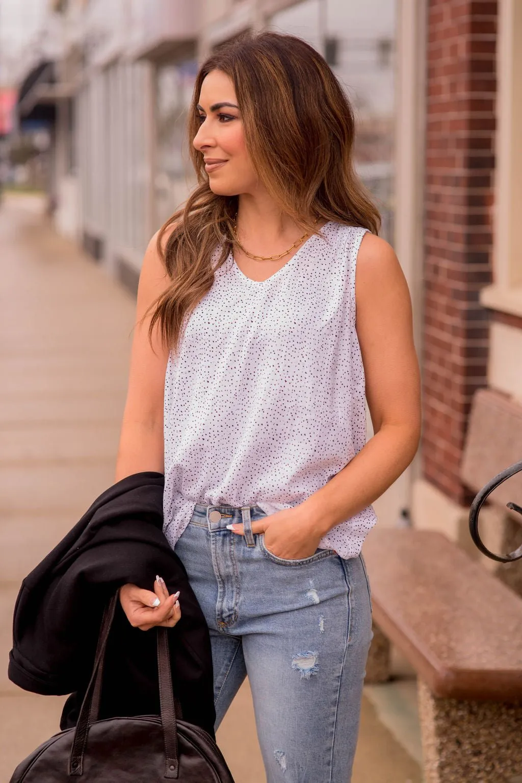 Dot V-Neck Tank
