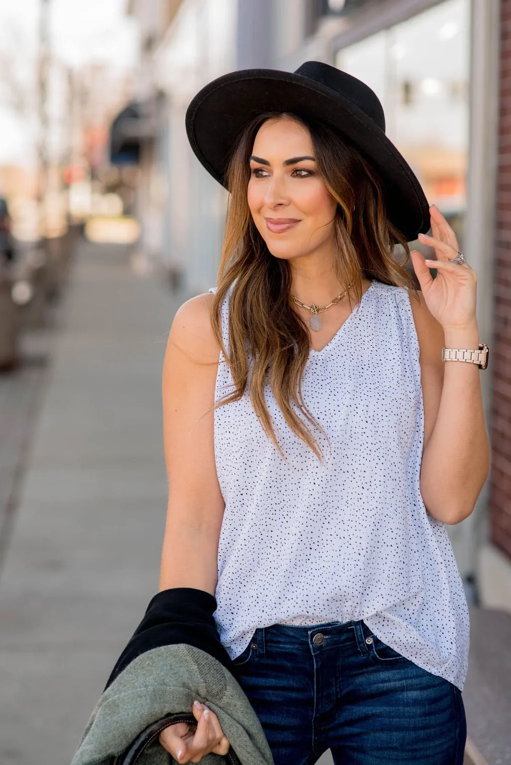Dot V-Neck Tank
