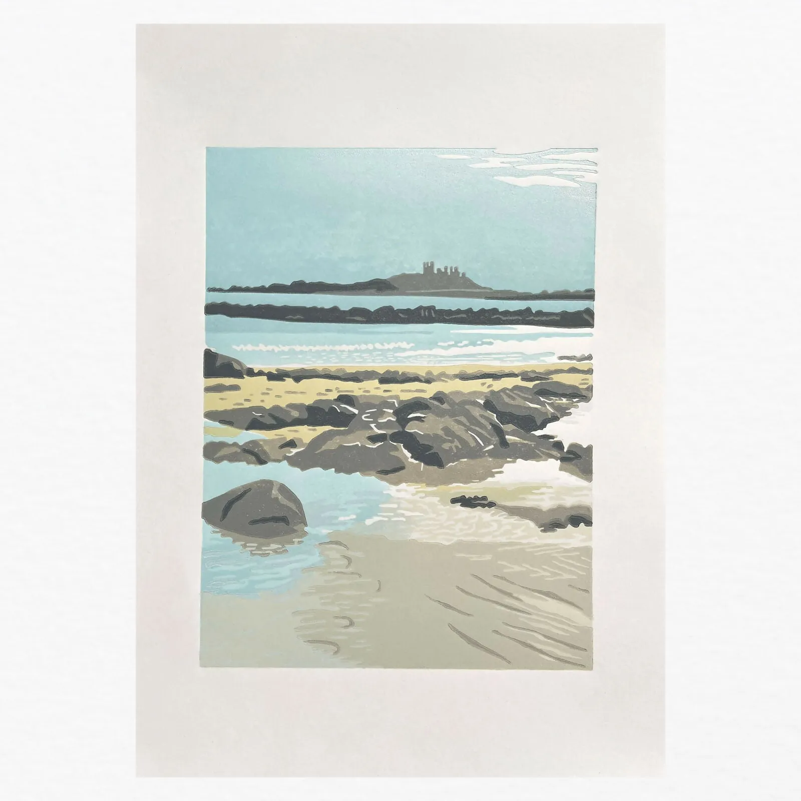 Dunstanburgh Castle - Linocut Print
