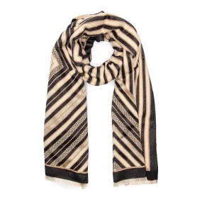 Elie Beaumont Boxed Winter Scarf - Black & Ivory Art Deco