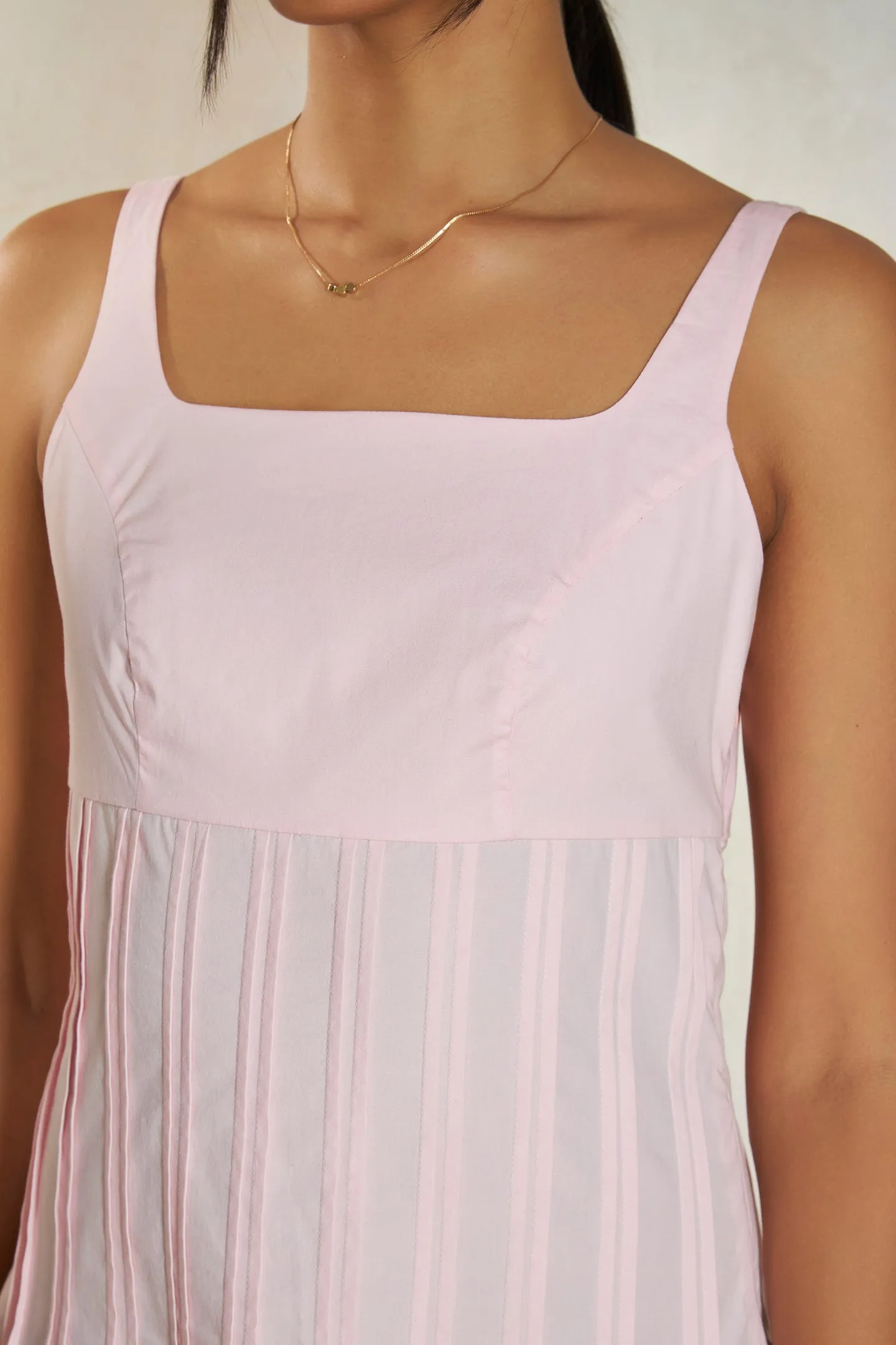 Elyse|Pintuck Cotton Midi Dress