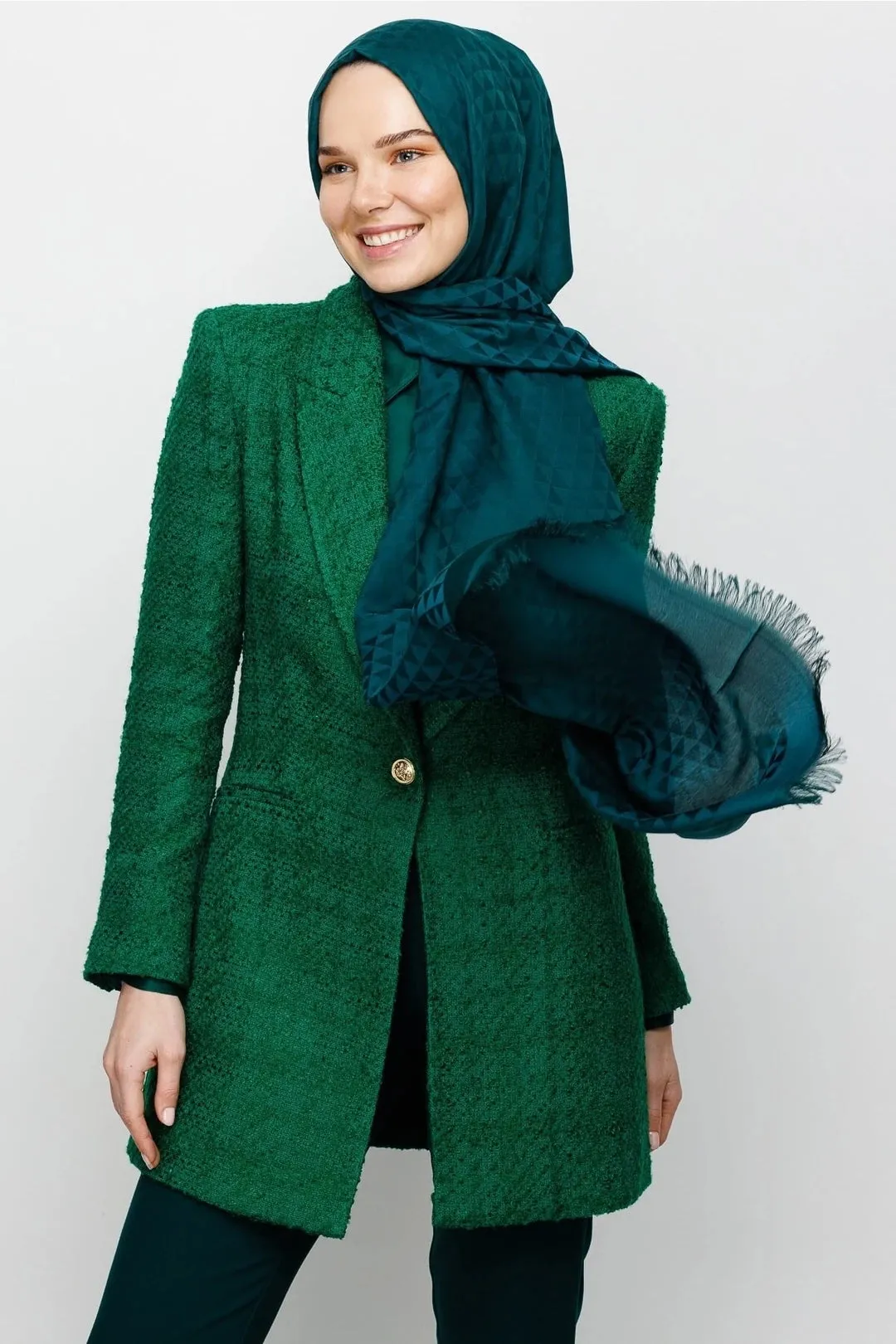 Emerald Prism Pattern Cotton Jacquard Hijab