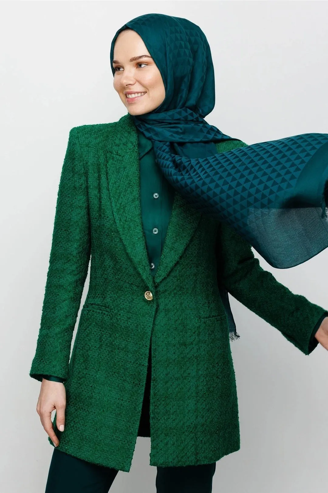 Emerald Prism Pattern Cotton Jacquard Hijab