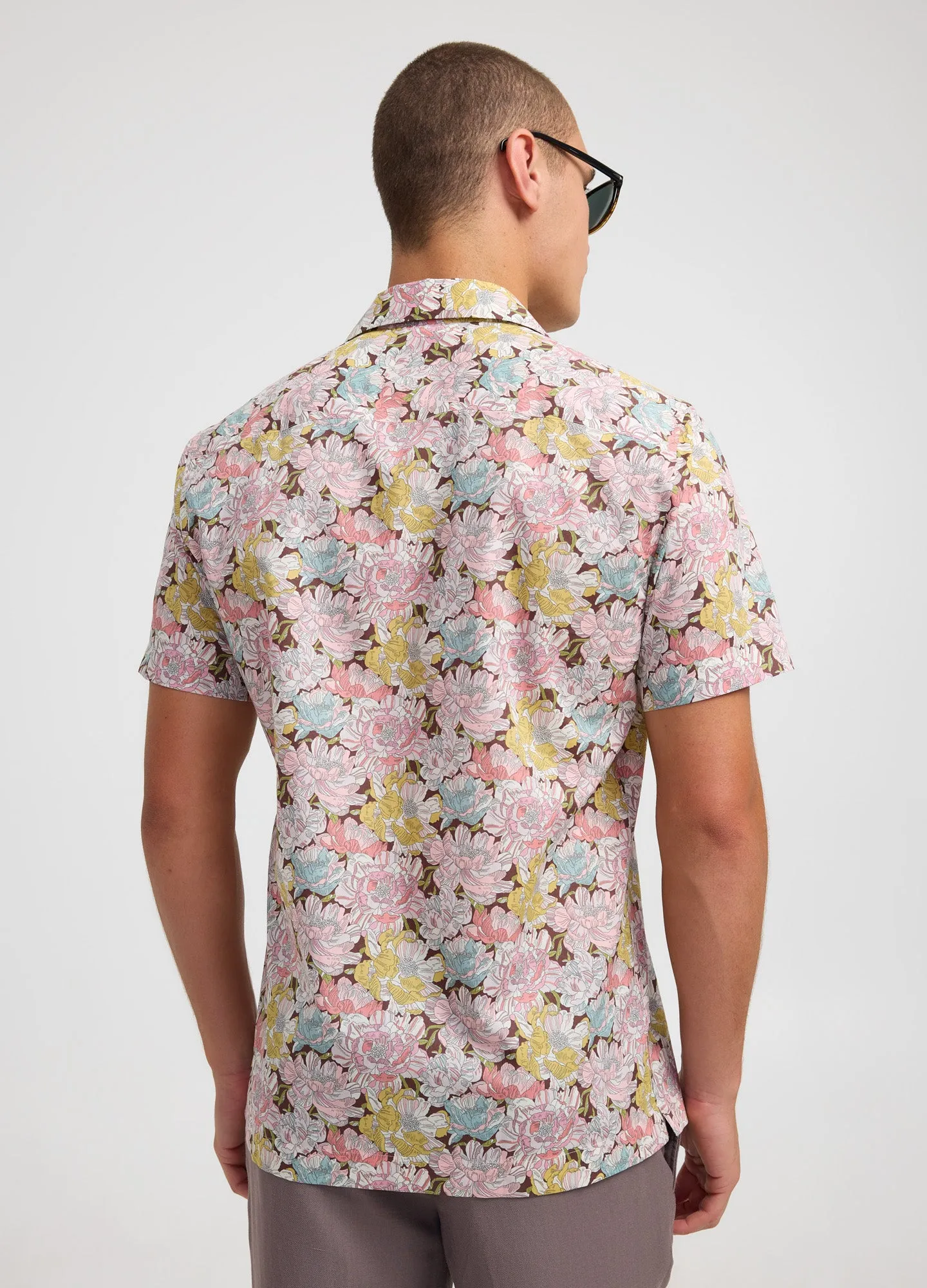 Etched Floral Print Short Sleeve Shirt Lilac
