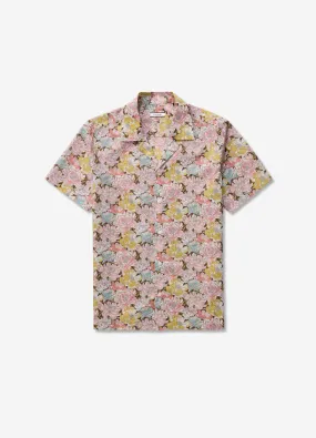 Etched Floral Print Short Sleeve Shirt Lilac
