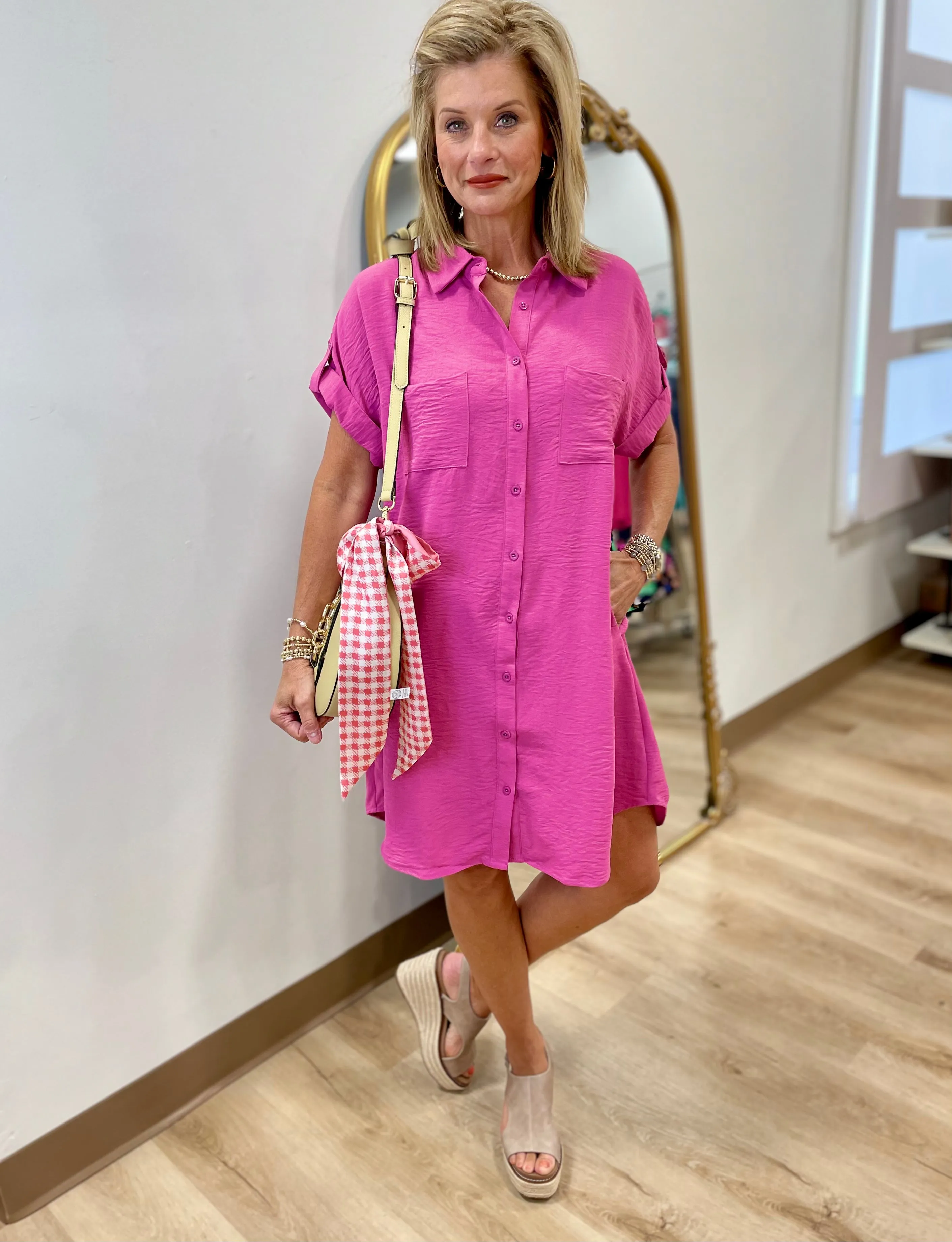 Everyday Shirt Dress Mauve