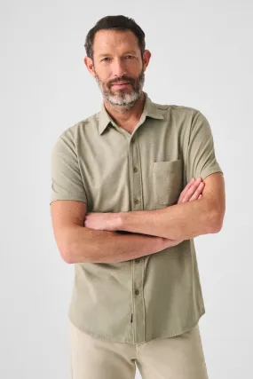 Faherty Short Sleeve Knit Seasons Shirt in Coastal Sage