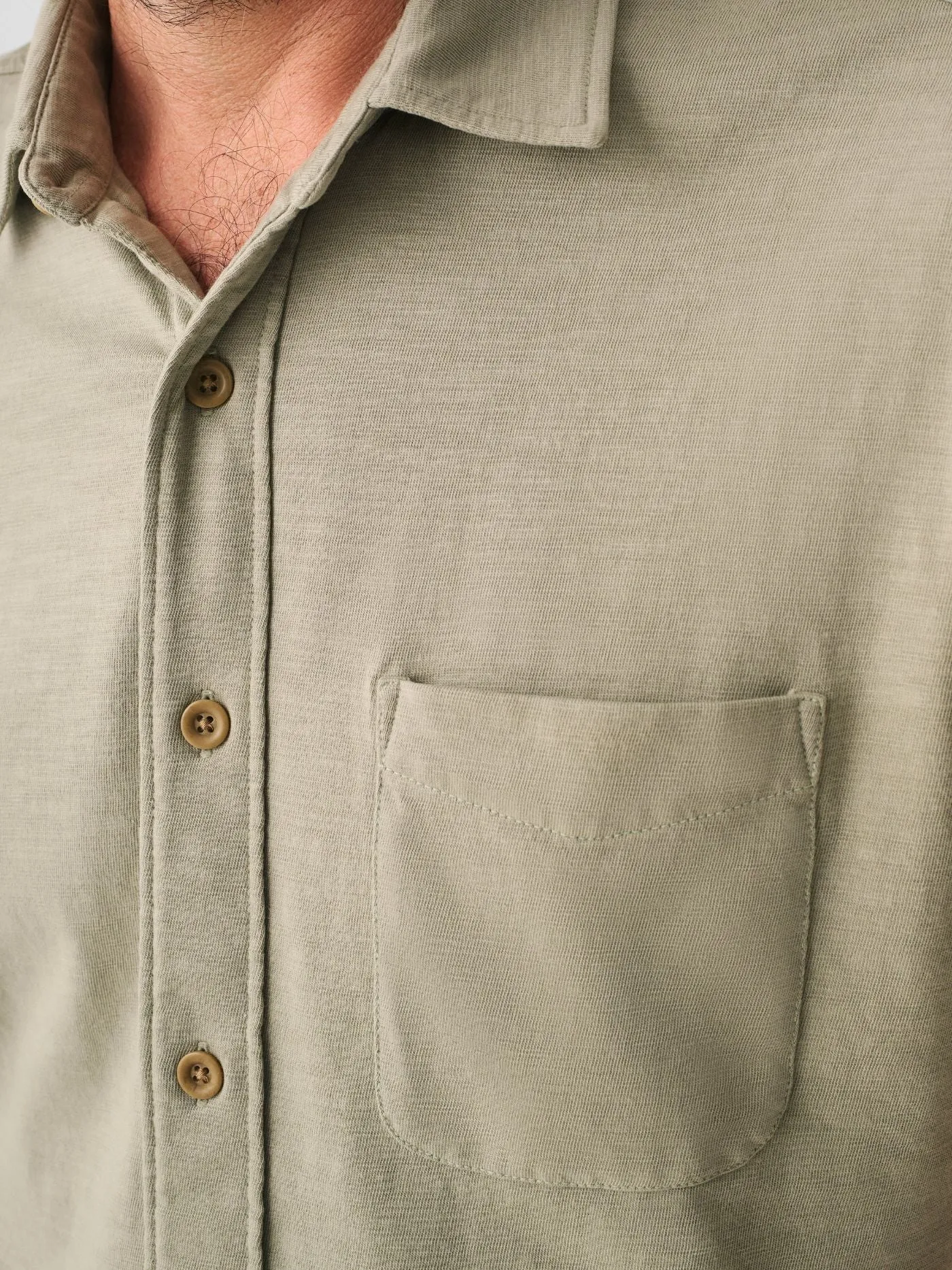 Faherty Short Sleeve Knit Seasons Shirt in Coastal Sage