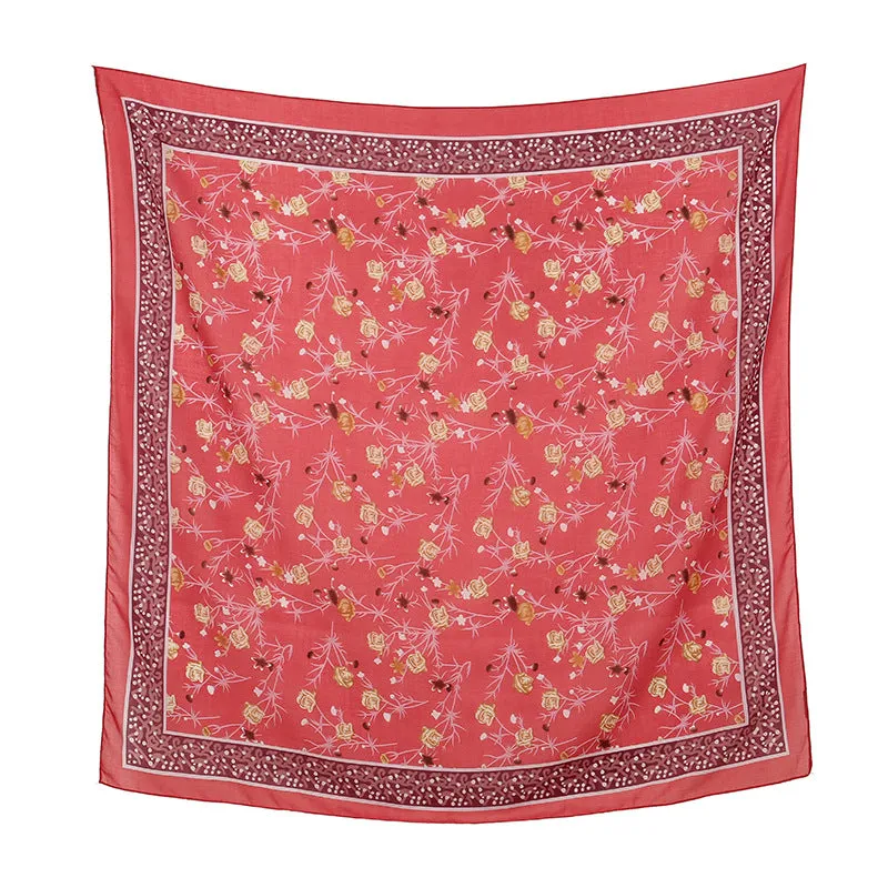 FJ856  110*110 Printed  Floral print towel Printed spring
