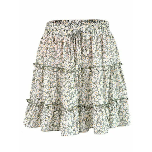 Floral Print Boho Mini Skirt